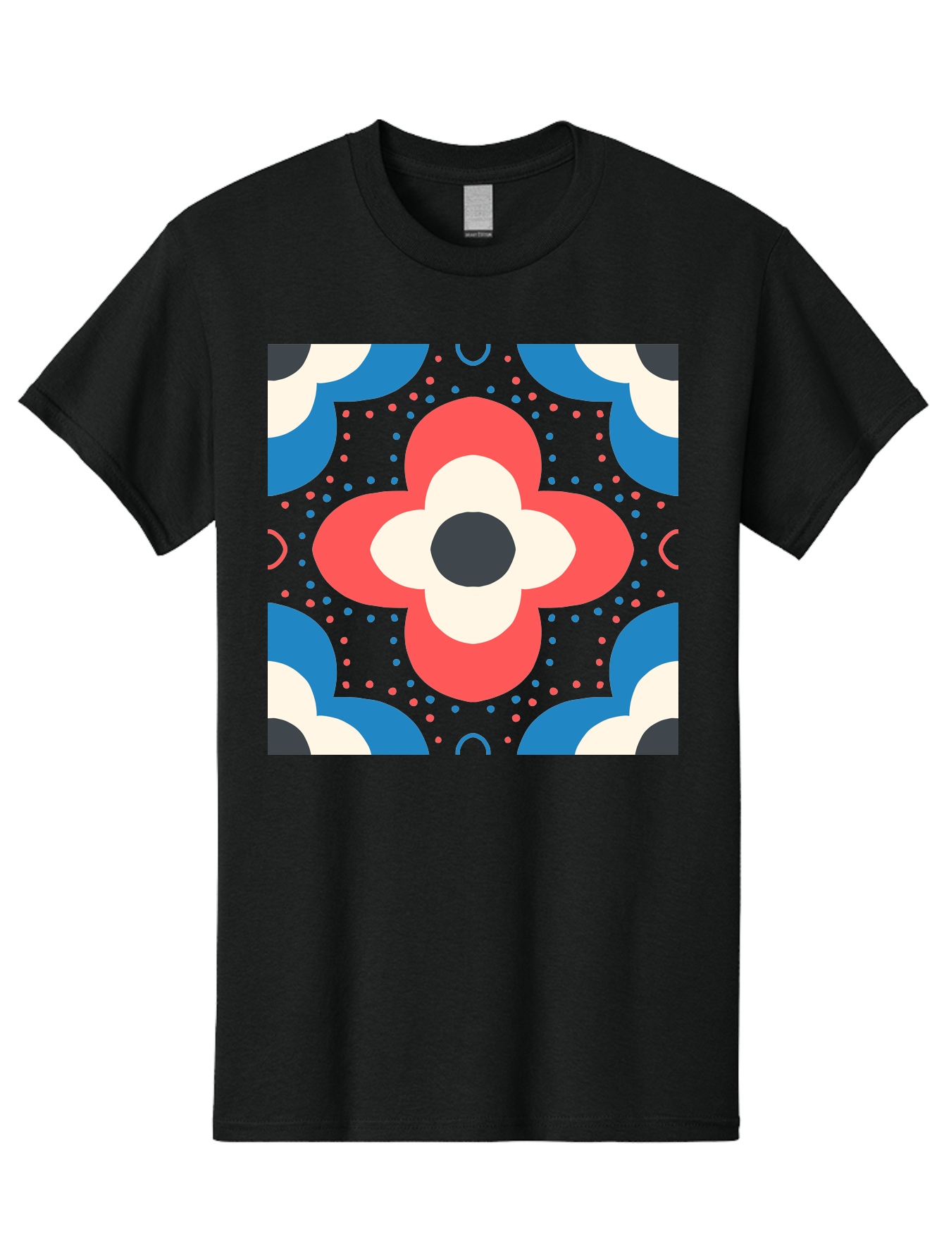 Flower-Pattern-3 Men'S Graphic Tee, 100% Cotton, Comfortable Casual Summer Wear, Machine Washable, Stylized Flower, Floral Pattern, Abstract Design, Geometric Shapes, Bold Colors, Vibrant Hues, Modern Art, Decorative Motif, Aab738