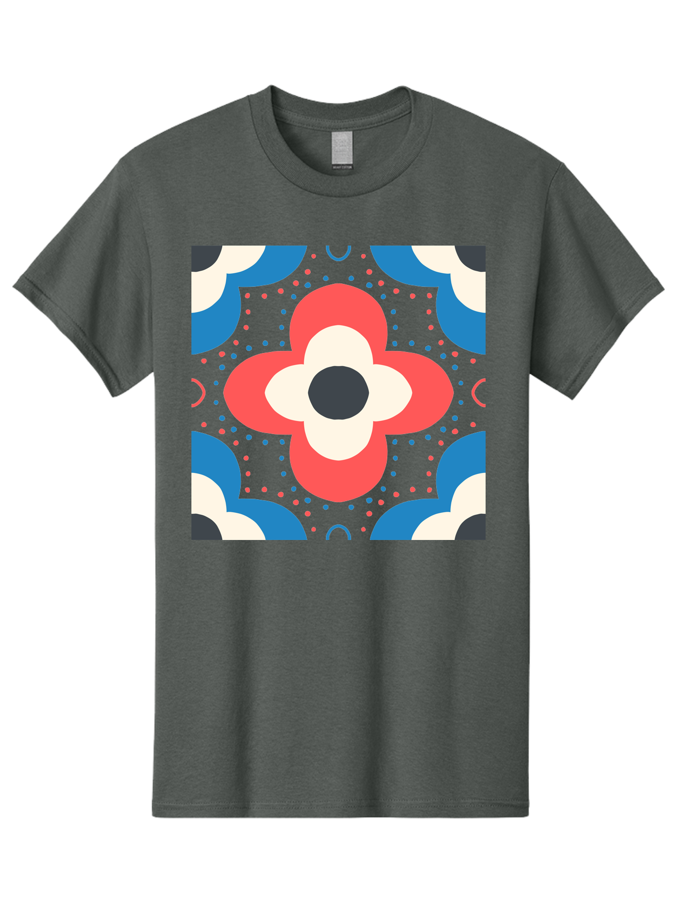 Flower-Pattern-3 Men'S Graphic Tee, 100% Cotton, Comfortable Casual Summer Wear, Machine Washable, Stylized Flower, Floral Pattern, Abstract Design, Geometric Shapes, Bold Colors, Vibrant Hues, Modern Art, Decorative Motif, Aab738