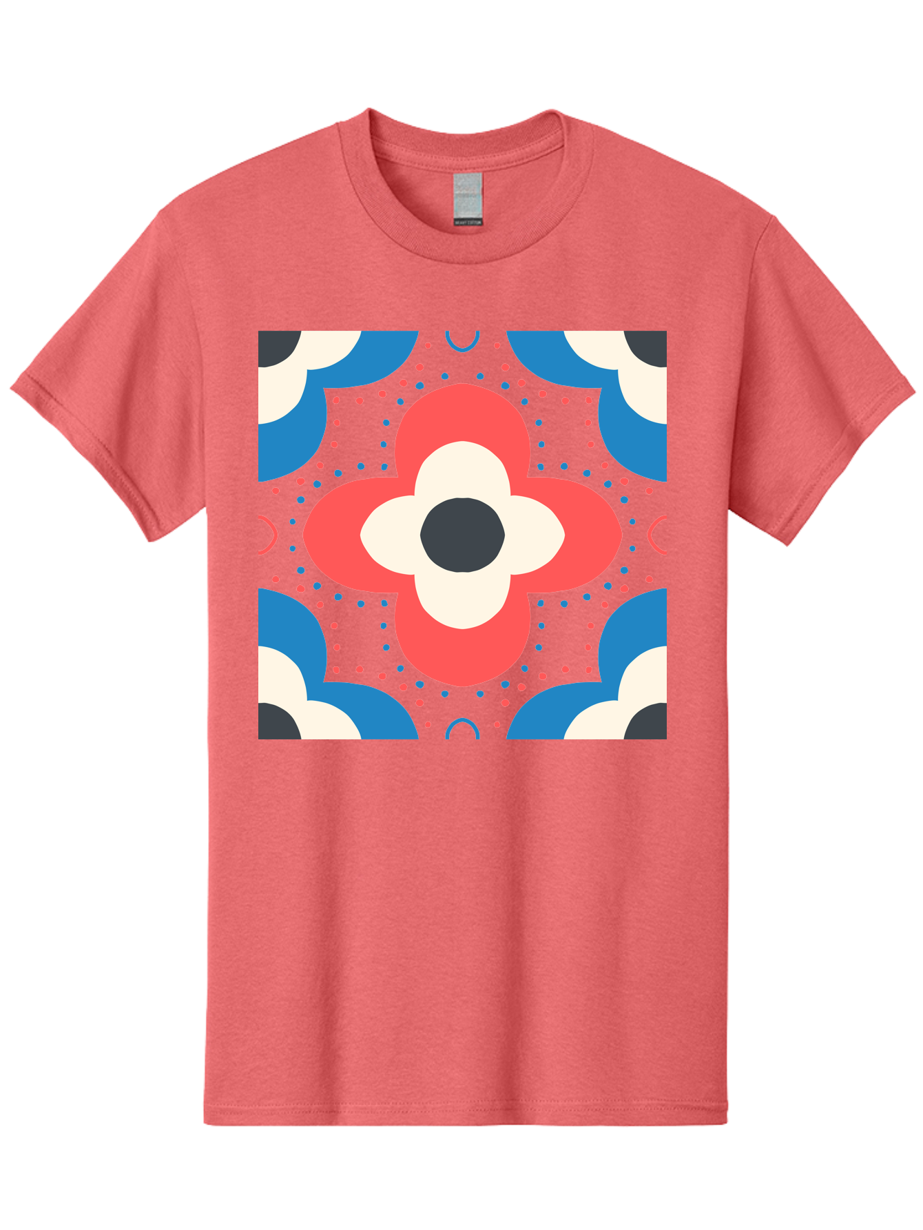Flower-Pattern-3 Men'S Graphic Tee, 100% Cotton, Comfortable Casual Summer Wear, Machine Washable, Stylized Flower, Floral Pattern, Abstract Design, Geometric Shapes, Bold Colors, Vibrant Hues, Modern Art, Decorative Motif, Aab738