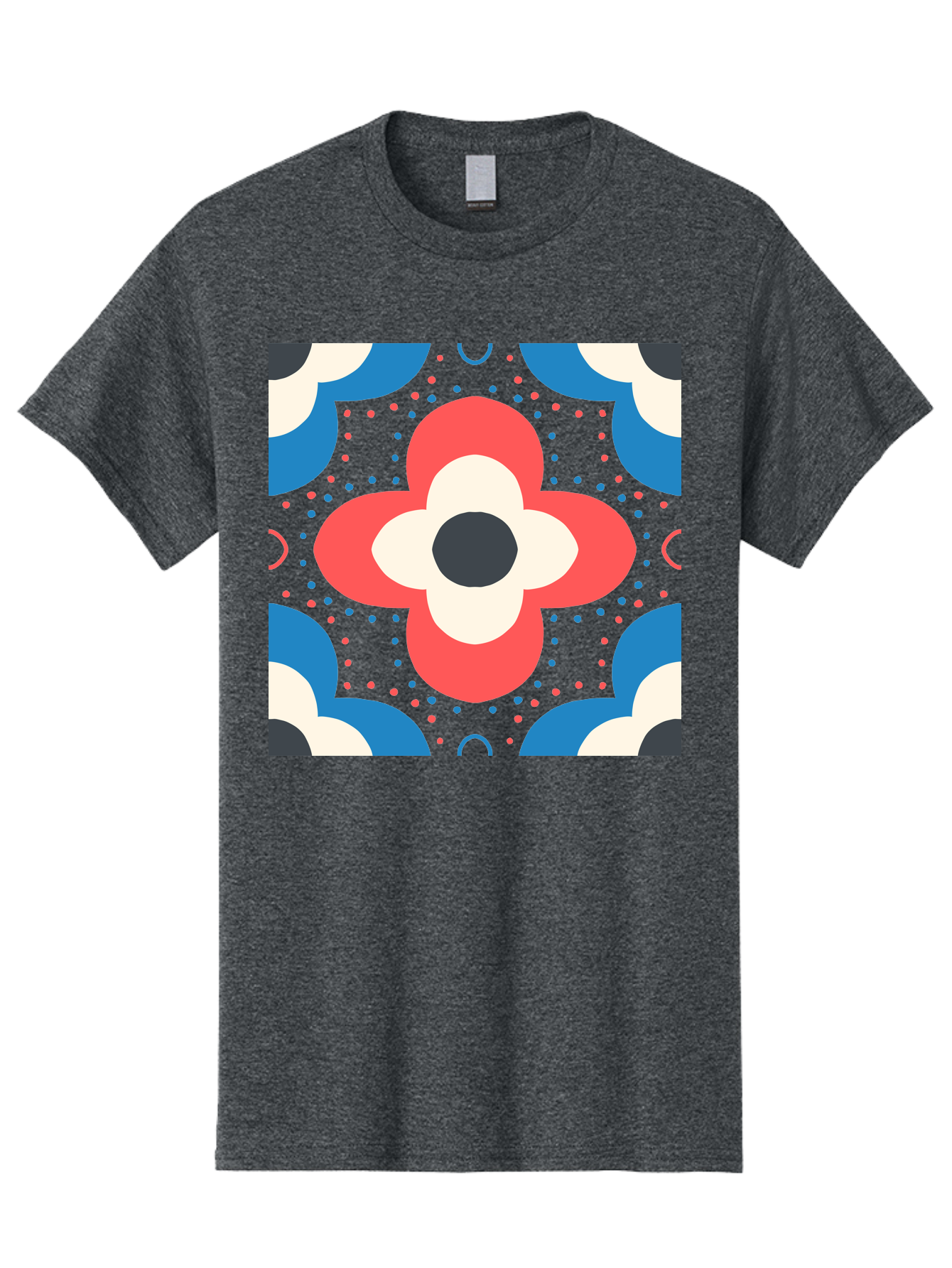 Flower-Pattern-3 Men'S Graphic Tee, 100% Cotton, Comfortable Casual Summer Wear, Machine Washable, Stylized Flower, Floral Pattern, Abstract Design, Geometric Shapes, Bold Colors, Vibrant Hues, Modern Art, Decorative Motif, Aab738