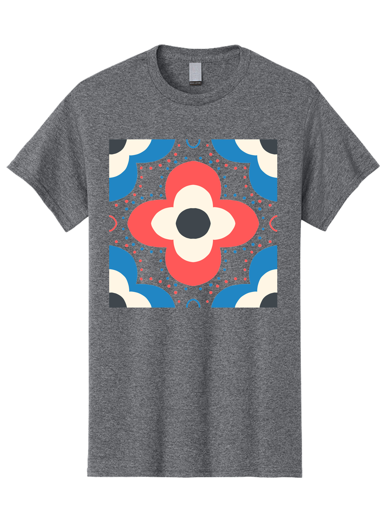 Flower-Pattern-3 Men'S Graphic Tee, 100% Cotton, Comfortable Casual Summer Wear, Machine Washable, Stylized Flower, Floral Pattern, Abstract Design, Geometric Shapes, Bold Colors, Vibrant Hues, Modern Art, Decorative Motif, Aab738