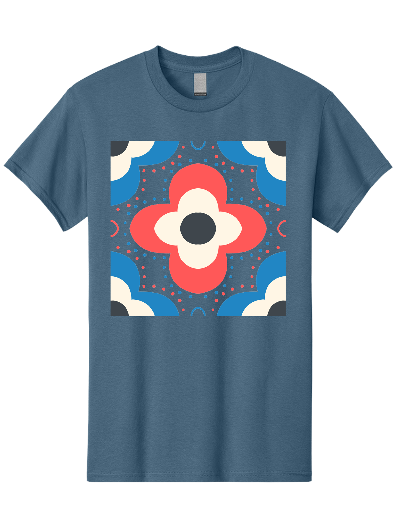 Flower-Pattern-3 Men'S Graphic Tee, 100% Cotton, Comfortable Casual Summer Wear, Machine Washable, Stylized Flower, Floral Pattern, Abstract Design, Geometric Shapes, Bold Colors, Vibrant Hues, Modern Art, Decorative Motif, Aab738