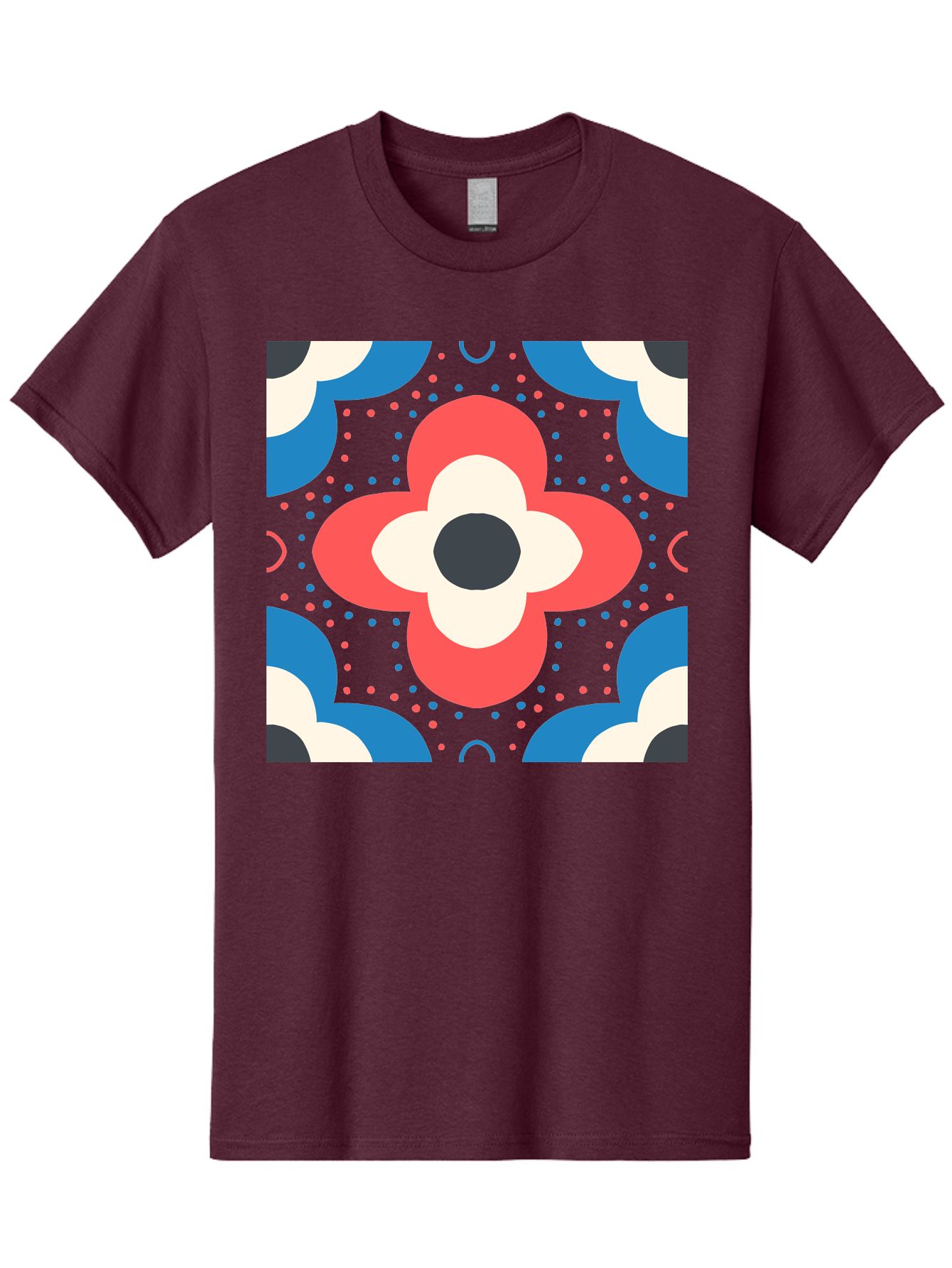 Flower-Pattern-3 Men'S Graphic Tee, 100% Cotton, Comfortable Casual Summer Wear, Machine Washable, Stylized Flower, Floral Pattern, Abstract Design, Geometric Shapes, Bold Colors, Vibrant Hues, Modern Art, Decorative Motif, Aab738