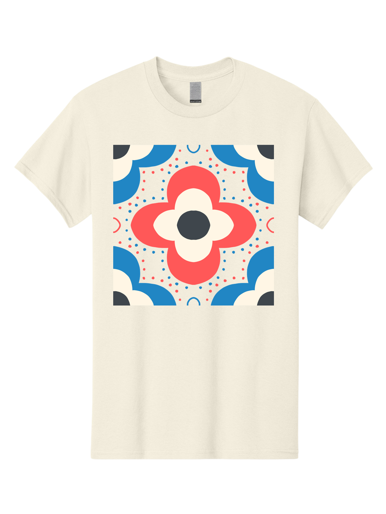 Flower-Pattern-3 Men'S Graphic Tee, 100% Cotton, Comfortable Casual Summer Wear, Machine Washable, Stylized Flower, Floral Pattern, Abstract Design, Geometric Shapes, Bold Colors, Vibrant Hues, Modern Art, Decorative Motif, Aab738