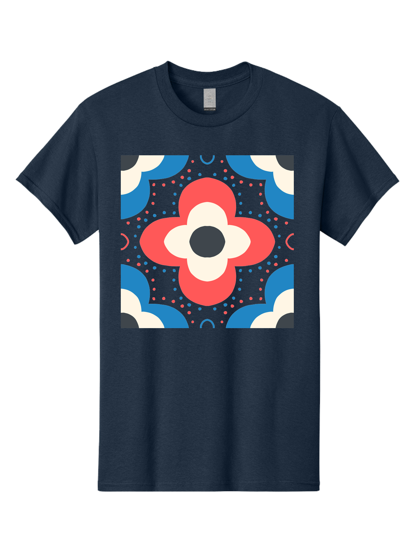 Flower-Pattern-3 Men'S Graphic Tee, 100% Cotton, Comfortable Casual Summer Wear, Machine Washable, Stylized Flower, Floral Pattern, Abstract Design, Geometric Shapes, Bold Colors, Vibrant Hues, Modern Art, Decorative Motif, Aab738