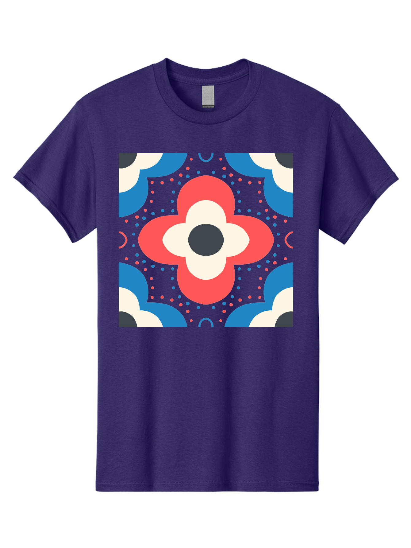 Flower-Pattern-3 Men'S Graphic Tee, 100% Cotton, Comfortable Casual Summer Wear, Machine Washable, Stylized Flower, Floral Pattern, Abstract Design, Geometric Shapes, Bold Colors, Vibrant Hues, Modern Art, Decorative Motif, Aab738