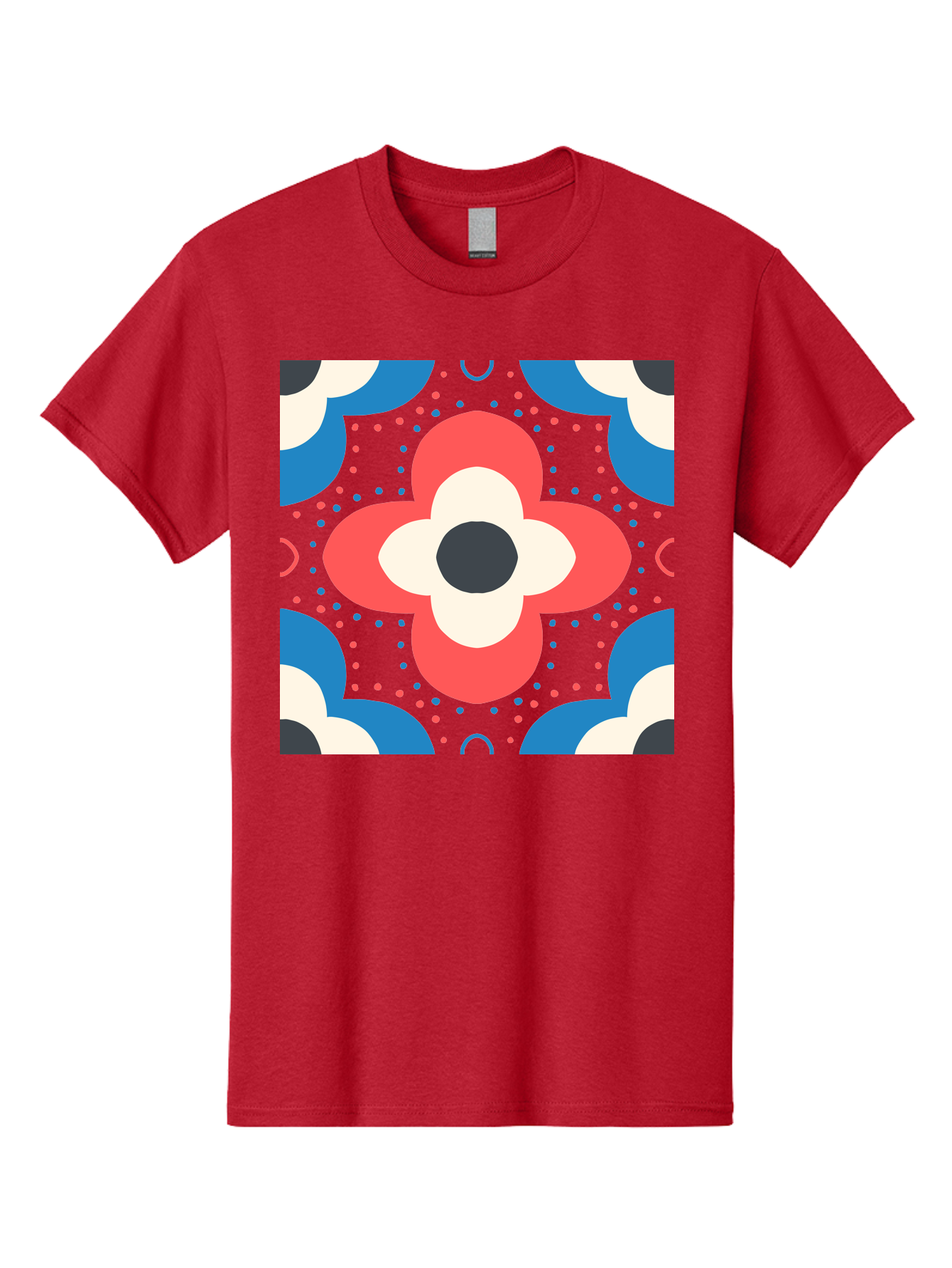 Flower-Pattern-3 Men'S Graphic Tee, 100% Cotton, Comfortable Casual Summer Wear, Machine Washable, Stylized Flower, Floral Pattern, Abstract Design, Geometric Shapes, Bold Colors, Vibrant Hues, Modern Art, Decorative Motif, Aab738