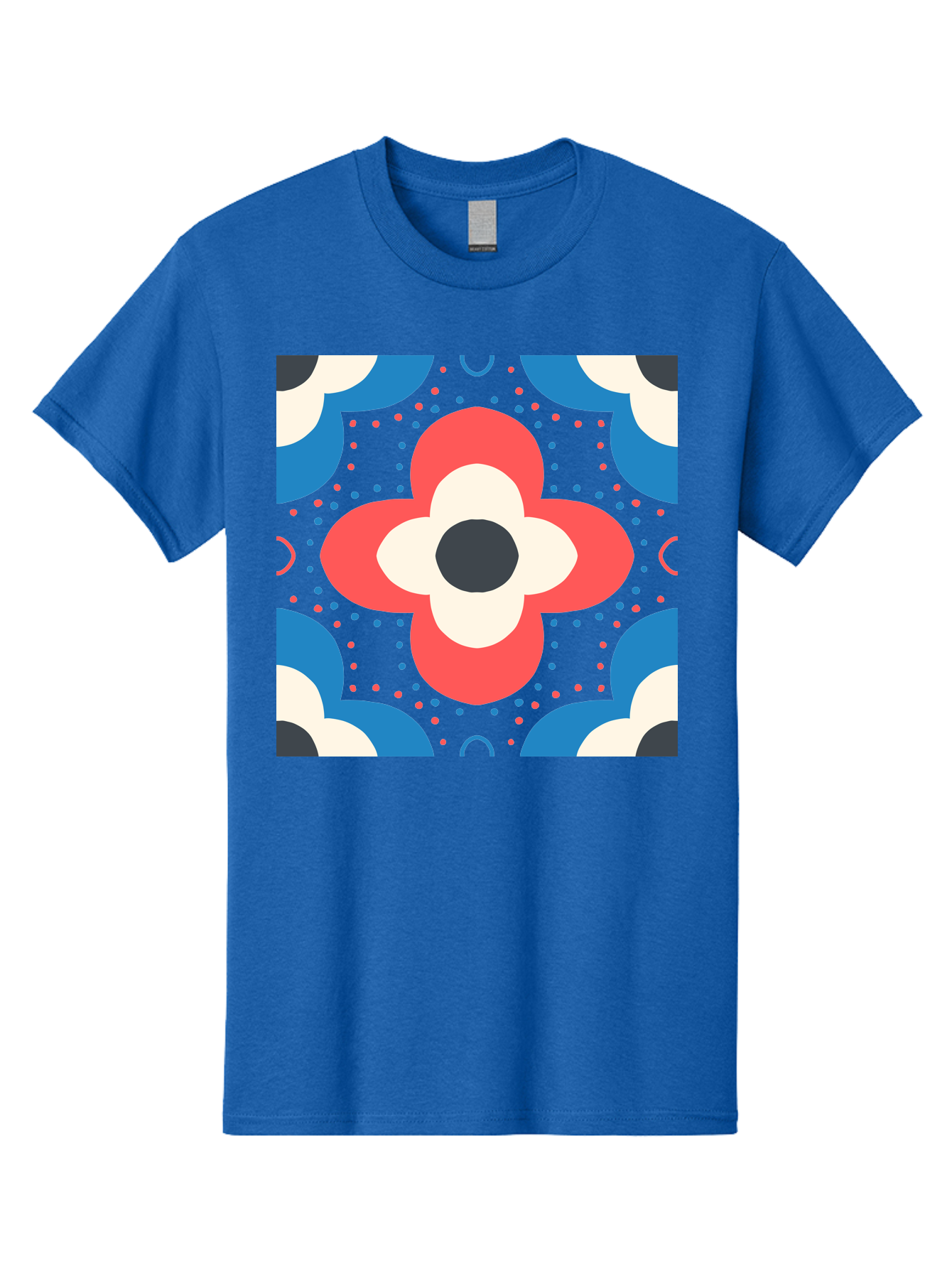 Flower-Pattern-3 Men'S Graphic Tee, 100% Cotton, Comfortable Casual Summer Wear, Machine Washable, Stylized Flower, Floral Pattern, Abstract Design, Geometric Shapes, Bold Colors, Vibrant Hues, Modern Art, Decorative Motif, Aab738