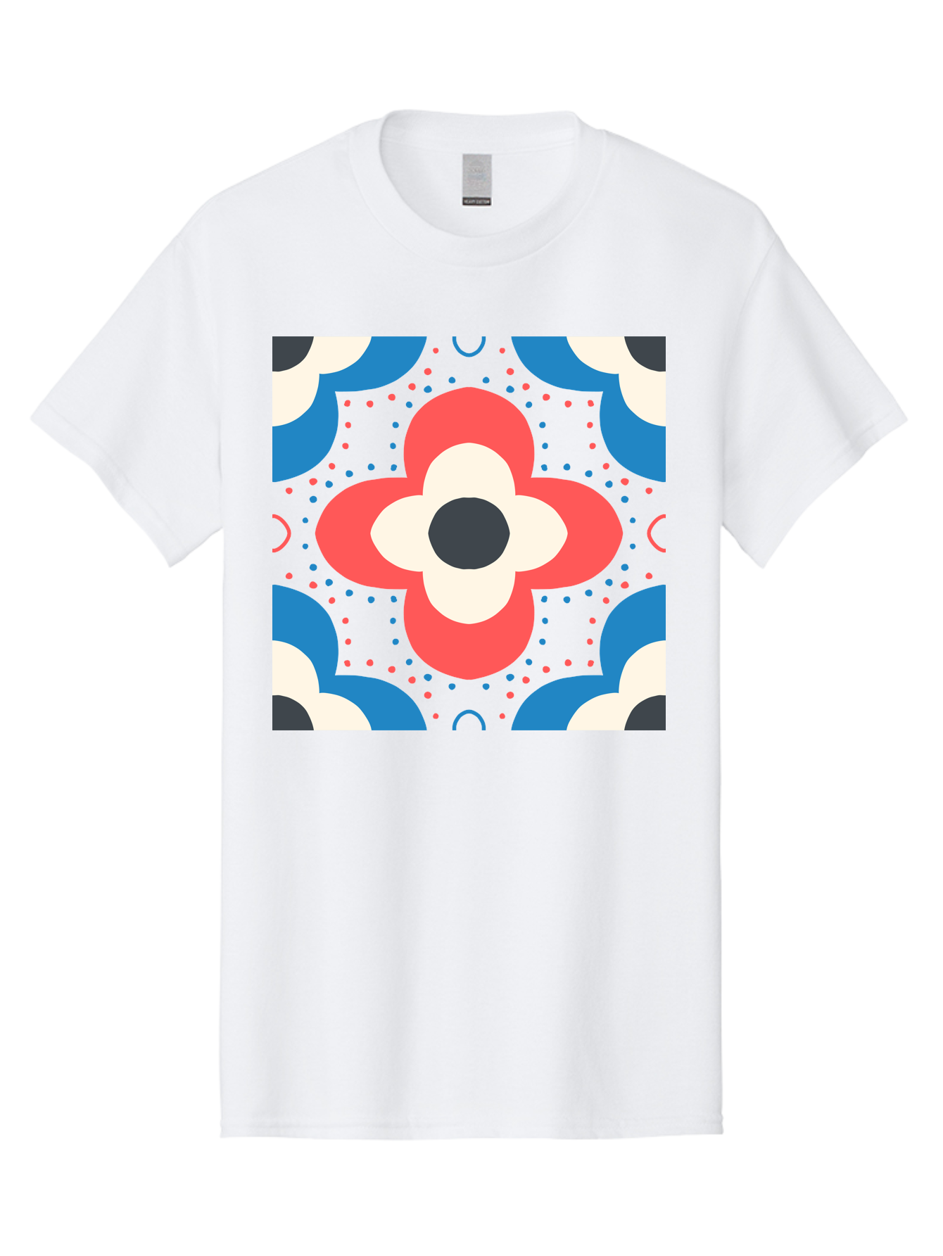 Flower-Pattern-3 Men'S Graphic Tee, 100% Cotton, Comfortable Casual Summer Wear, Machine Washable, Stylized Flower, Floral Pattern, Abstract Design, Geometric Shapes, Bold Colors, Vibrant Hues, Modern Art, Decorative Motif, Aab738