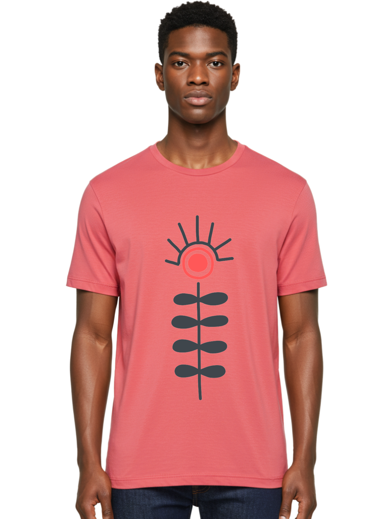 Flower Men'S Graphic Tee, 100% Cotton, Comfortable Casual Summer Wear, Machine Washable, Simple Flower Design, Minimalist Art, Floral Illustration, Graphic Icon, Modern Botanical, Stylized Bloom, Simple Shapes Aab742