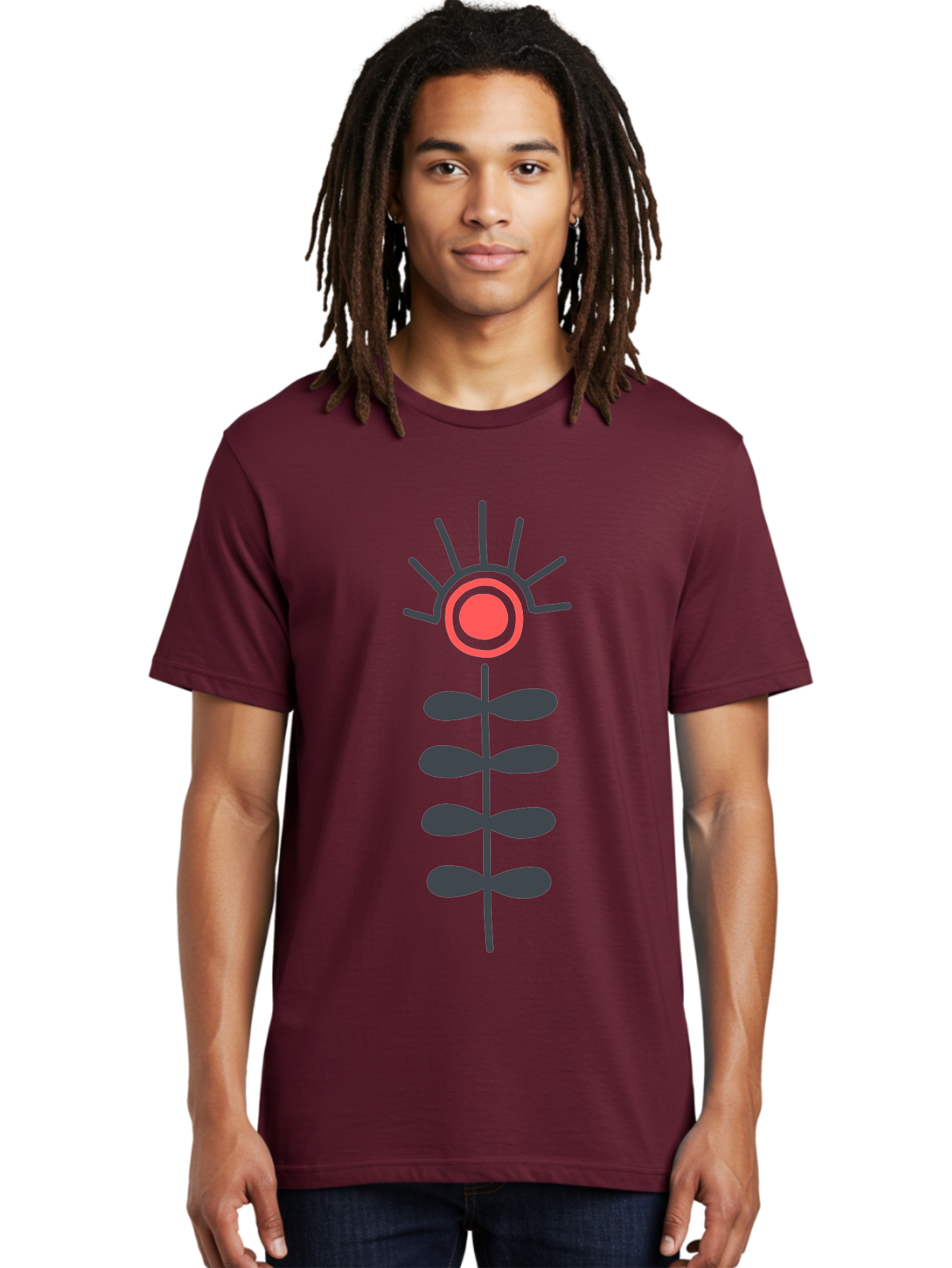 Flower Men'S Graphic Tee, 100% Cotton, Comfortable Casual Summer Wear, Machine Washable, Simple Flower Design, Minimalist Art, Floral Illustration, Graphic Icon, Modern Botanical, Stylized Bloom, Simple Shapes Aab742
