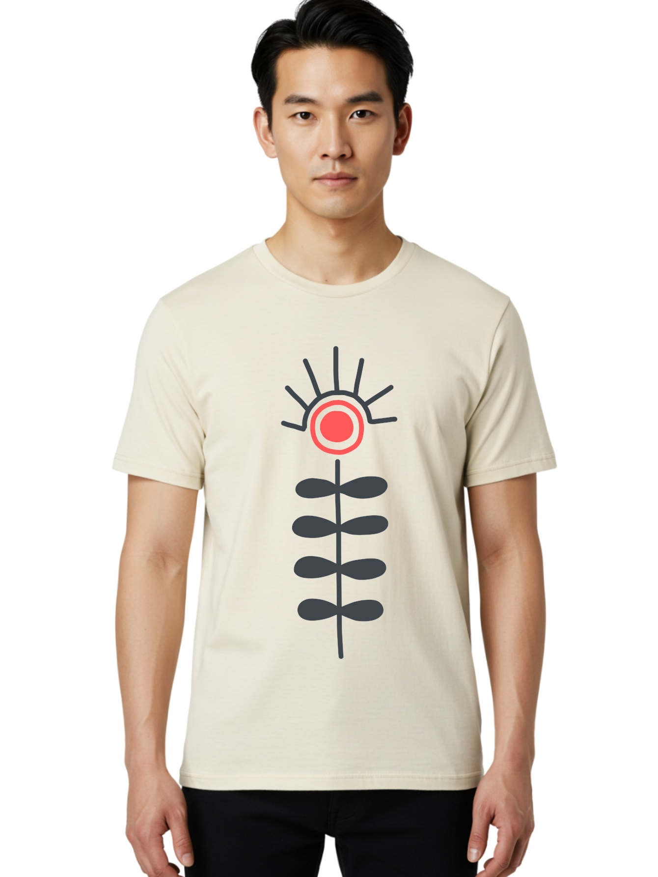 Flower Men'S Graphic Tee, 100% Cotton, Comfortable Casual Summer Wear, Machine Washable, Simple Flower Design, Minimalist Art, Floral Illustration, Graphic Icon, Modern Botanical, Stylized Bloom, Simple Shapes Aab742