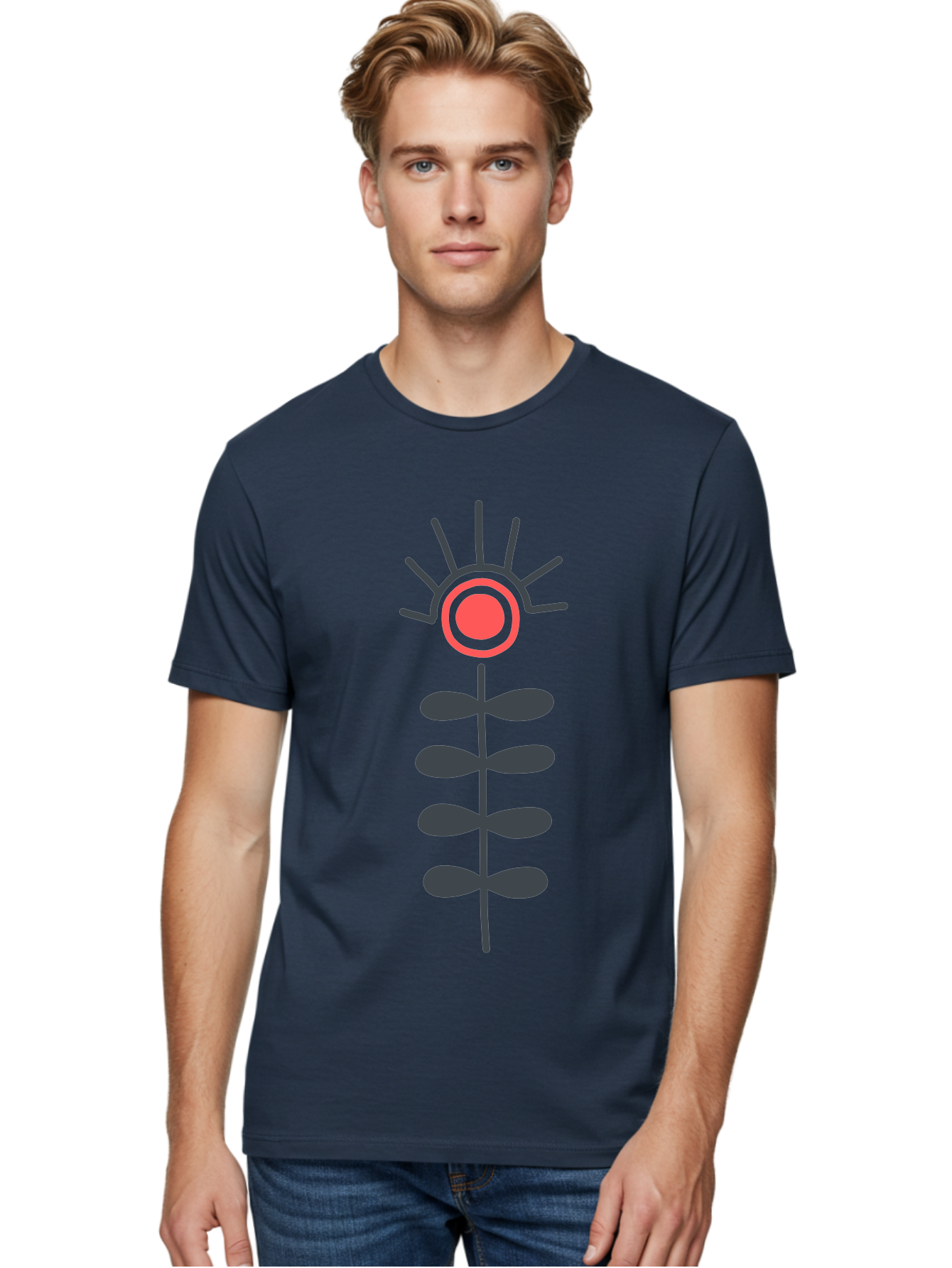 Flower Men'S Graphic Tee, 100% Cotton, Comfortable Casual Summer Wear, Machine Washable, Simple Flower Design, Minimalist Art, Floral Illustration, Graphic Icon, Modern Botanical, Stylized Bloom, Simple Shapes Aab742