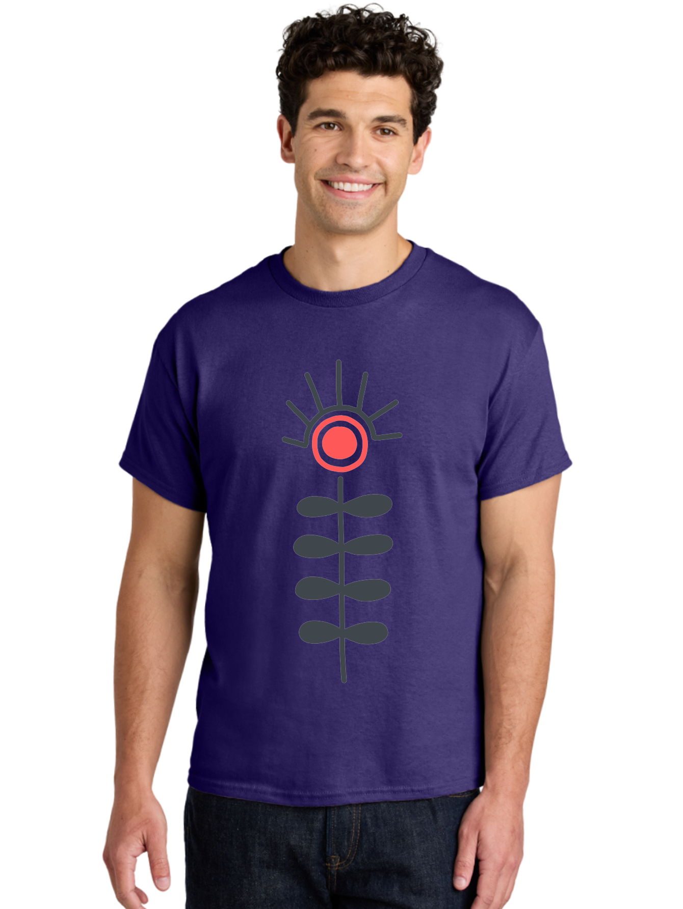 Flower Men'S Graphic Tee, 100% Cotton, Comfortable Casual Summer Wear, Machine Washable, Simple Flower Design, Minimalist Art, Floral Illustration, Graphic Icon, Modern Botanical, Stylized Bloom, Simple Shapes Aab742