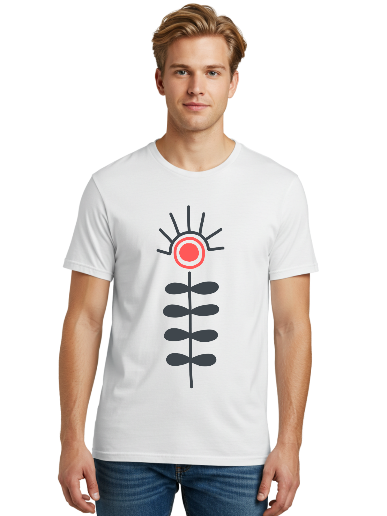 Flower Men'S Graphic Tee, 100% Cotton, Comfortable Casual Summer Wear, Machine Washable, Simple Flower Design, Minimalist Art, Floral Illustration, Graphic Icon, Modern Botanical, Stylized Bloom, Simple Shapes Aab742