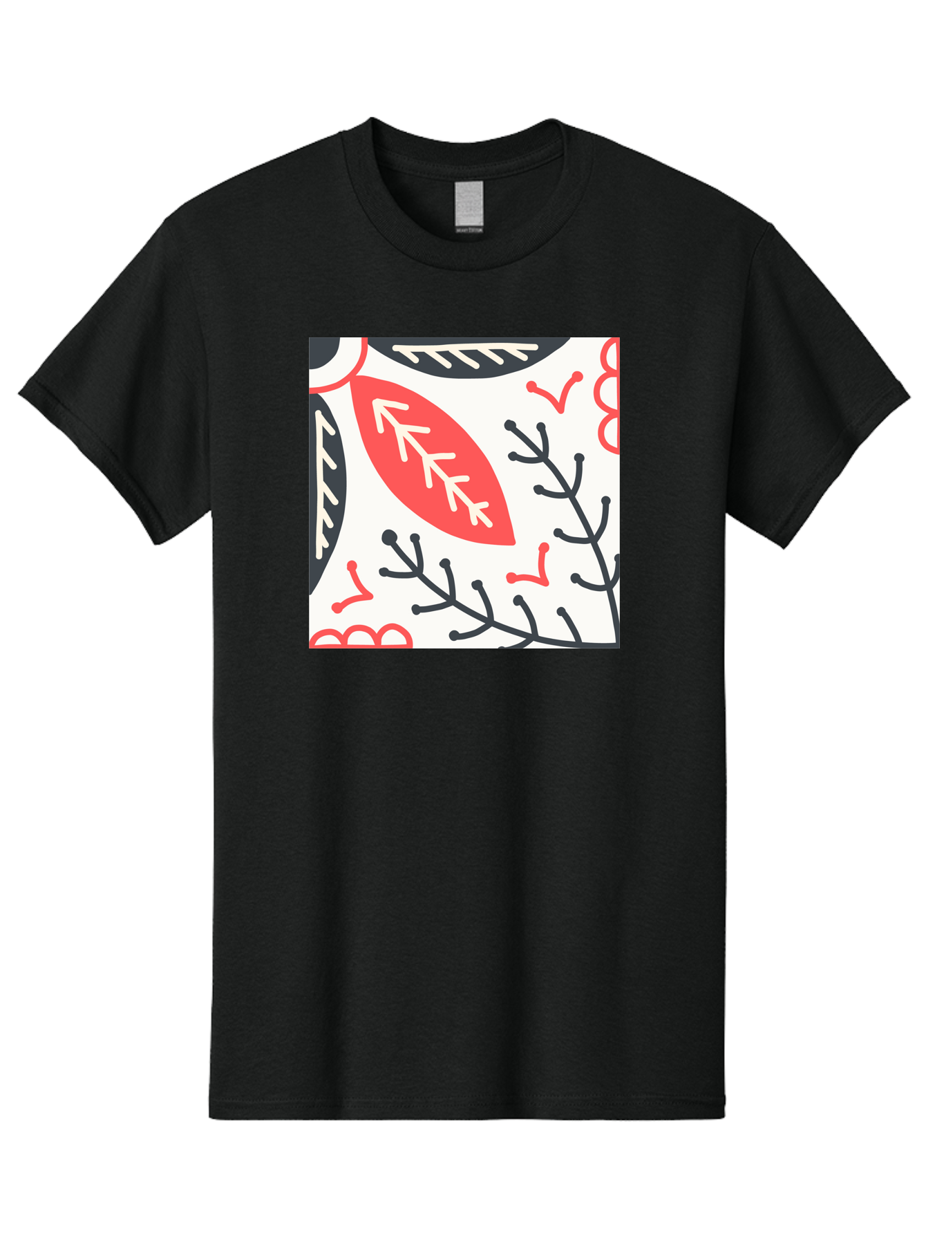 Foliage-Pattern Men'S Graphic Tee, 100% Cotton, Comfortable Casual Summer Wear, Machine Washable, Leaf Pattern, Floral Design, Botanical Art, Red And Black Leaves, Minimalist Style, Abstract Foliage, Decorative Elements, Modern Illustration Aab744
