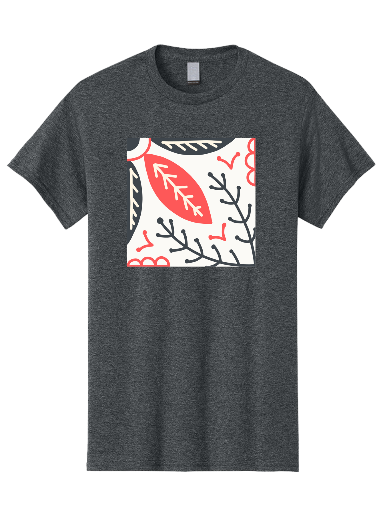 Foliage-Pattern Men'S Graphic Tee, 100% Cotton, Comfortable Casual Summer Wear, Machine Washable, Leaf Pattern, Floral Design, Botanical Art, Red And Black Leaves, Minimalist Style, Abstract Foliage, Decorative Elements, Modern Illustration Aab744