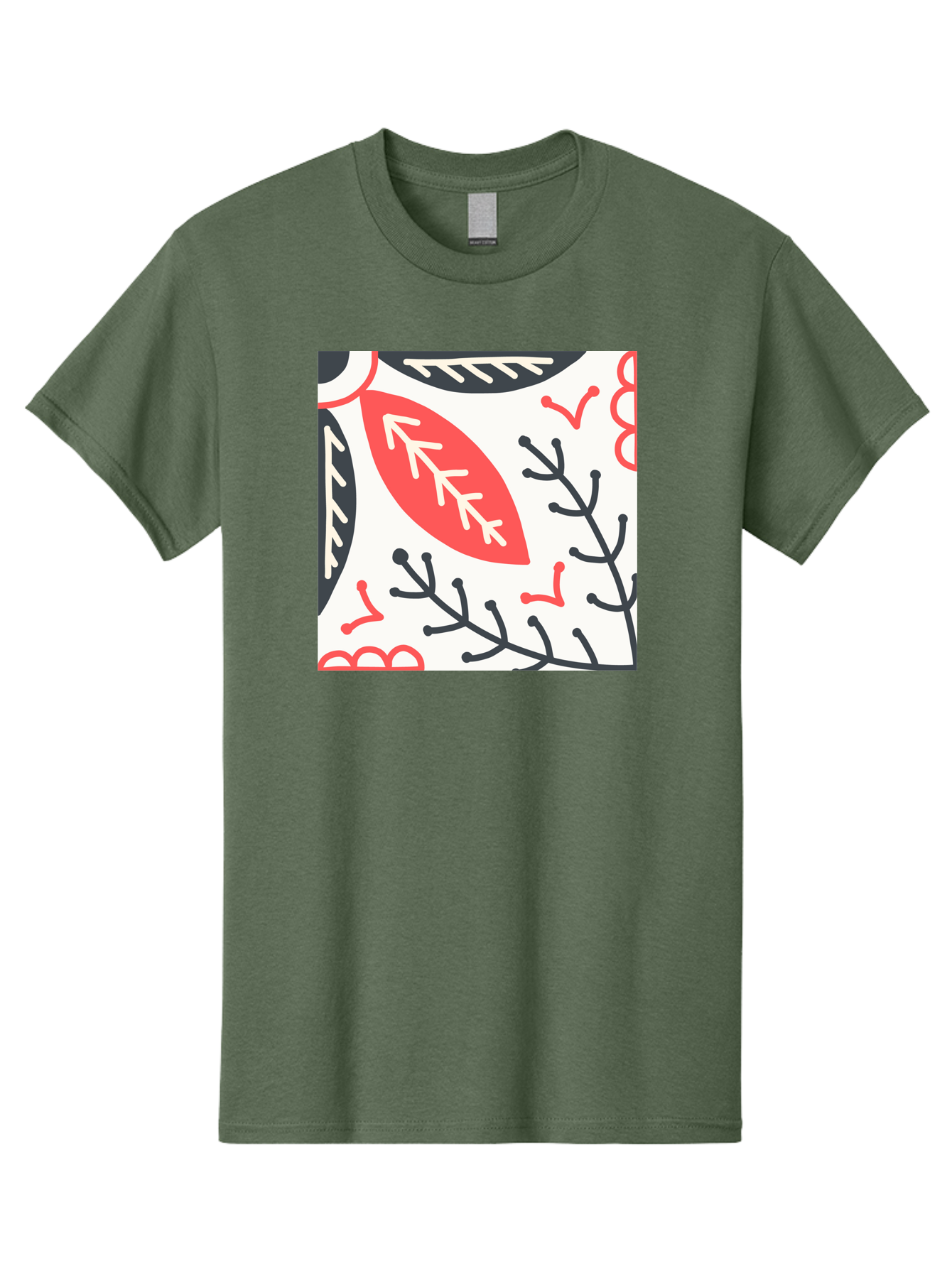 Foliage-Pattern Men'S Graphic Tee, 100% Cotton, Comfortable Casual Summer Wear, Machine Washable, Leaf Pattern, Floral Design, Botanical Art, Red And Black Leaves, Minimalist Style, Abstract Foliage, Decorative Elements, Modern Illustration Aab744