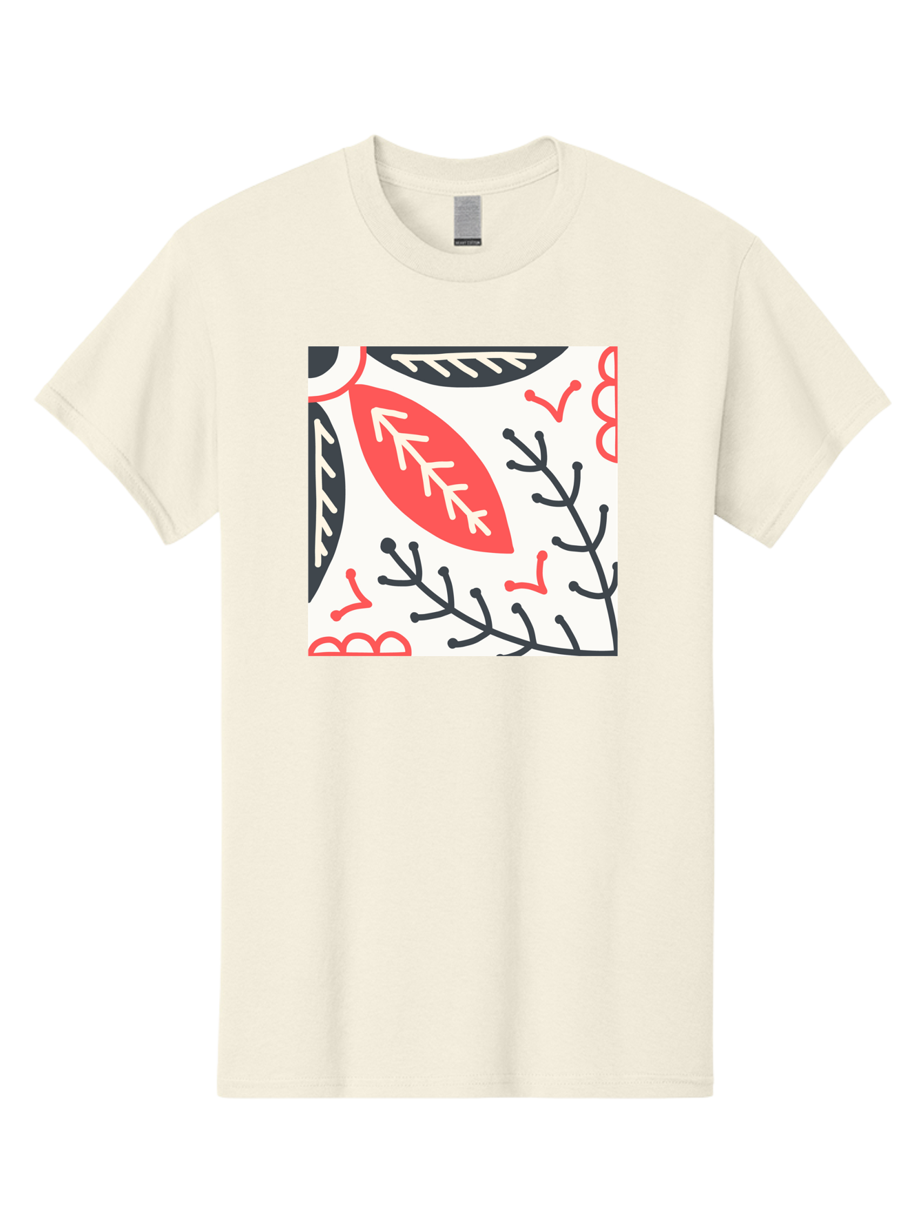 Foliage-Pattern Men'S Graphic Tee, 100% Cotton, Comfortable Casual Summer Wear, Machine Washable, Leaf Pattern, Floral Design, Botanical Art, Red And Black Leaves, Minimalist Style, Abstract Foliage, Decorative Elements, Modern Illustration Aab744