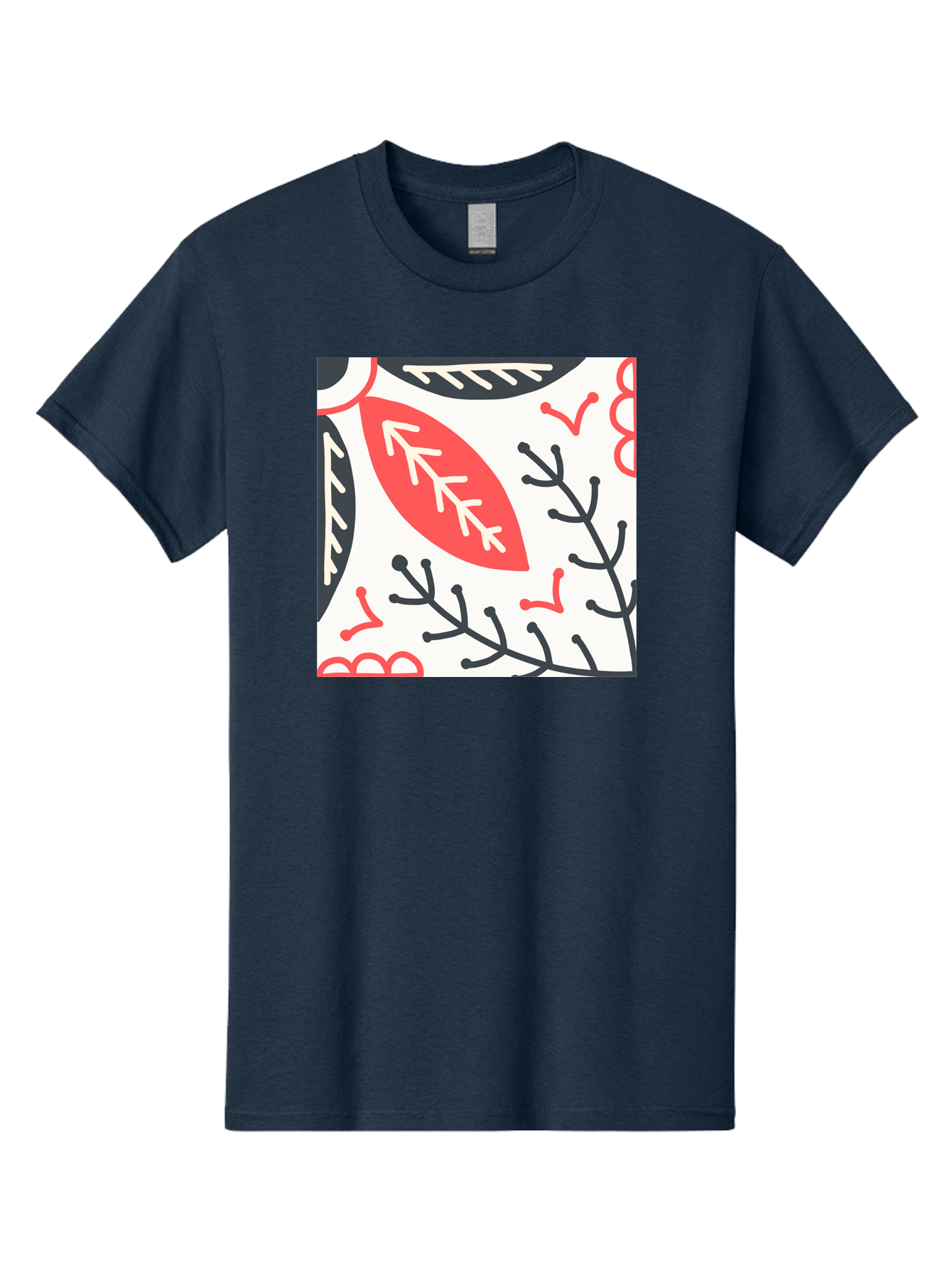 Foliage-Pattern Men'S Graphic Tee, 100% Cotton, Comfortable Casual Summer Wear, Machine Washable, Leaf Pattern, Floral Design, Botanical Art, Red And Black Leaves, Minimalist Style, Abstract Foliage, Decorative Elements, Modern Illustration Aab744