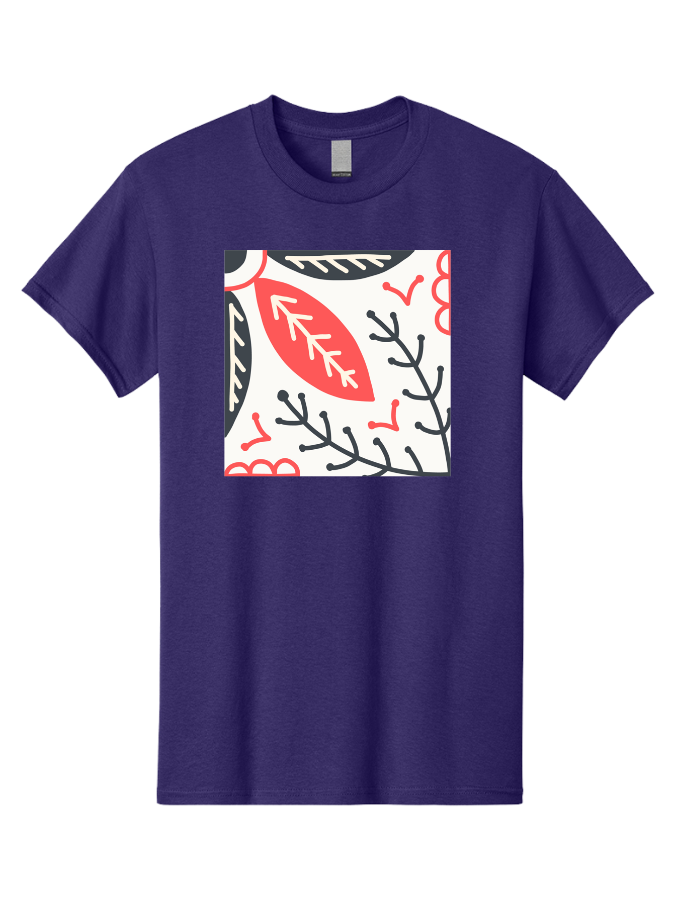 Foliage-Pattern Men'S Graphic Tee, 100% Cotton, Comfortable Casual Summer Wear, Machine Washable, Leaf Pattern, Floral Design, Botanical Art, Red And Black Leaves, Minimalist Style, Abstract Foliage, Decorative Elements, Modern Illustration Aab744