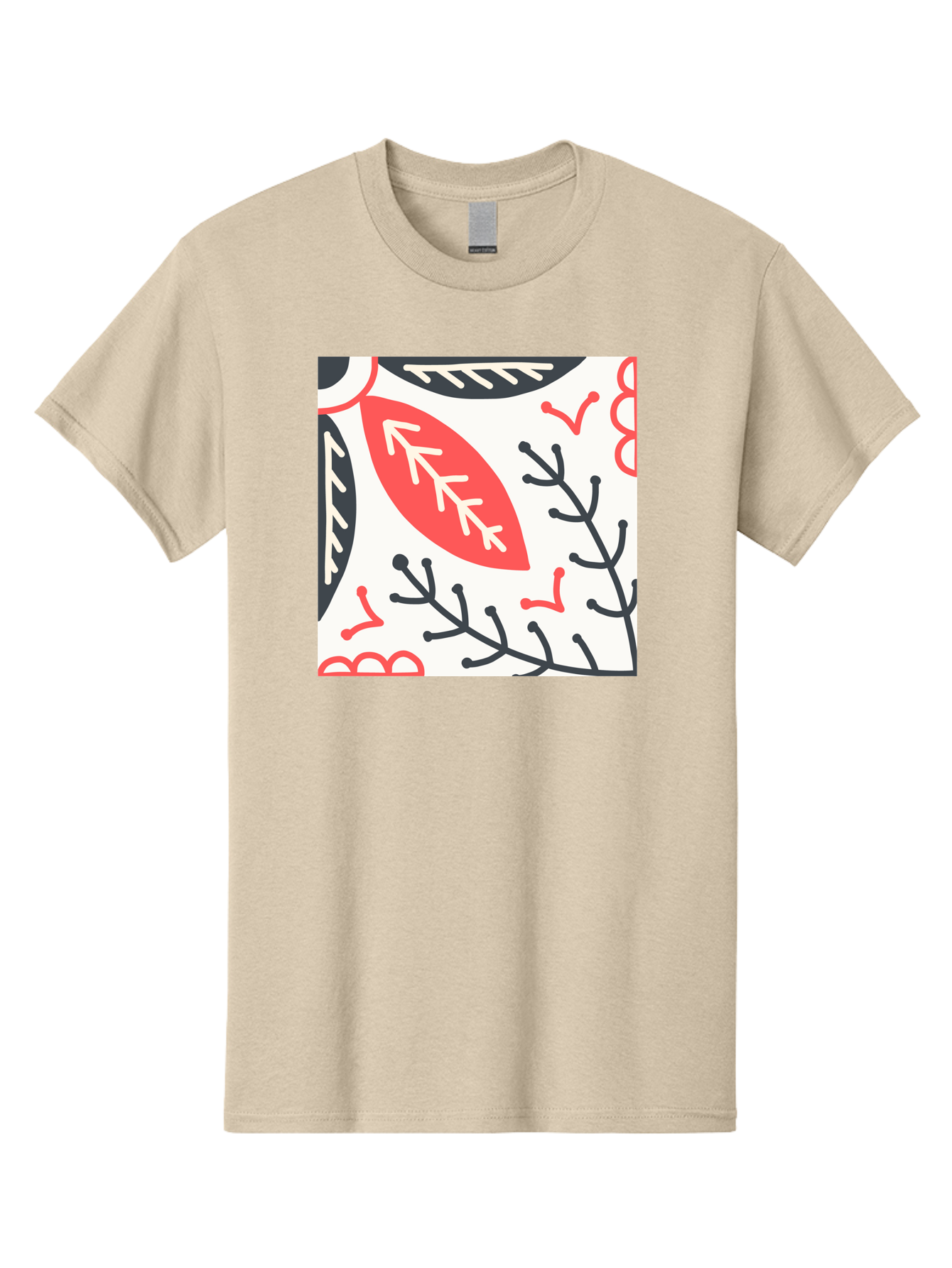 Foliage-Pattern Men'S Graphic Tee, 100% Cotton, Comfortable Casual Summer Wear, Machine Washable, Leaf Pattern, Floral Design, Botanical Art, Red And Black Leaves, Minimalist Style, Abstract Foliage, Decorative Elements, Modern Illustration Aab744
