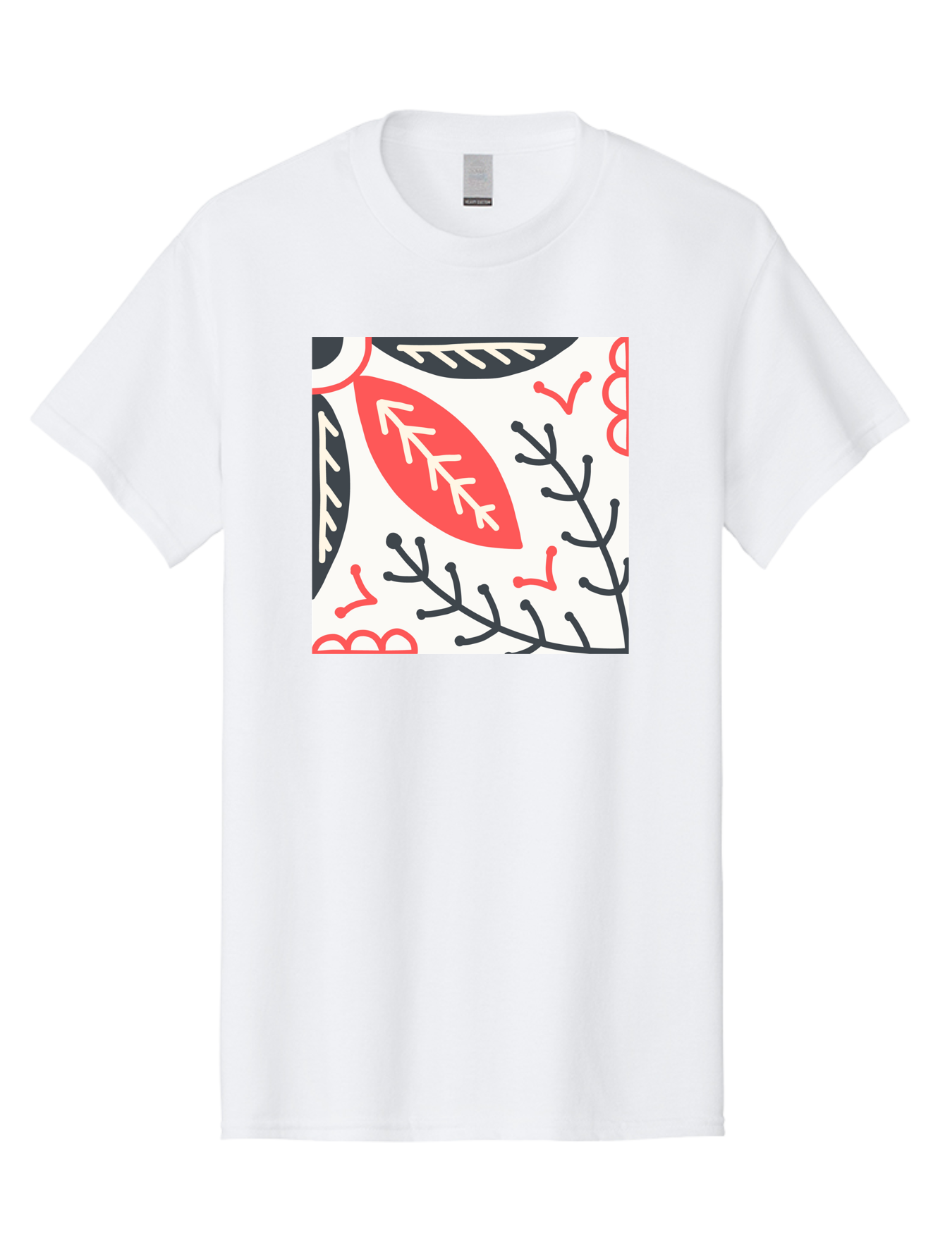 Foliage-Pattern Men'S Graphic Tee, 100% Cotton, Comfortable Casual Summer Wear, Machine Washable, Leaf Pattern, Floral Design, Botanical Art, Red And Black Leaves, Minimalist Style, Abstract Foliage, Decorative Elements, Modern Illustration Aab744