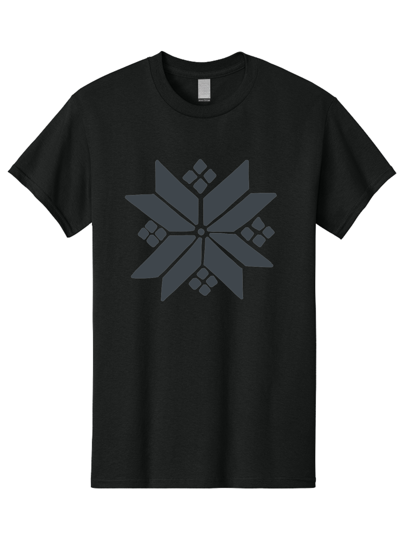 Geometric-Flower Men'S Graphic Tee, 100% Cotton, Comfortable Casual Summer Wear, Machine Washable, Grey Snowflake Design, Geometric Shapes, Symmetrical Pattern, Modern Art, Abstract Graphics, Minimalist Style, Frosty Motif Aab748