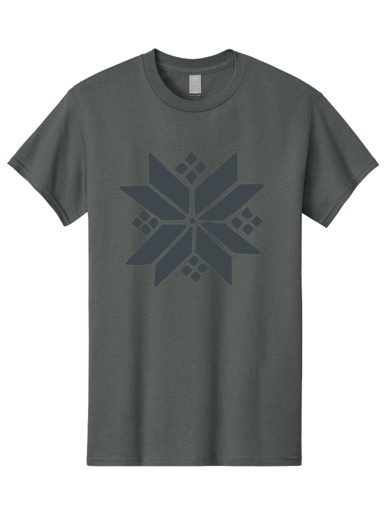 Geometric-Flower Men'S Graphic Tee, 100% Cotton, Comfortable Casual Summer Wear, Machine Washable, Grey Snowflake Design, Geometric Shapes, Symmetrical Pattern, Modern Art, Abstract Graphics, Minimalist Style, Frosty Motif Aab748