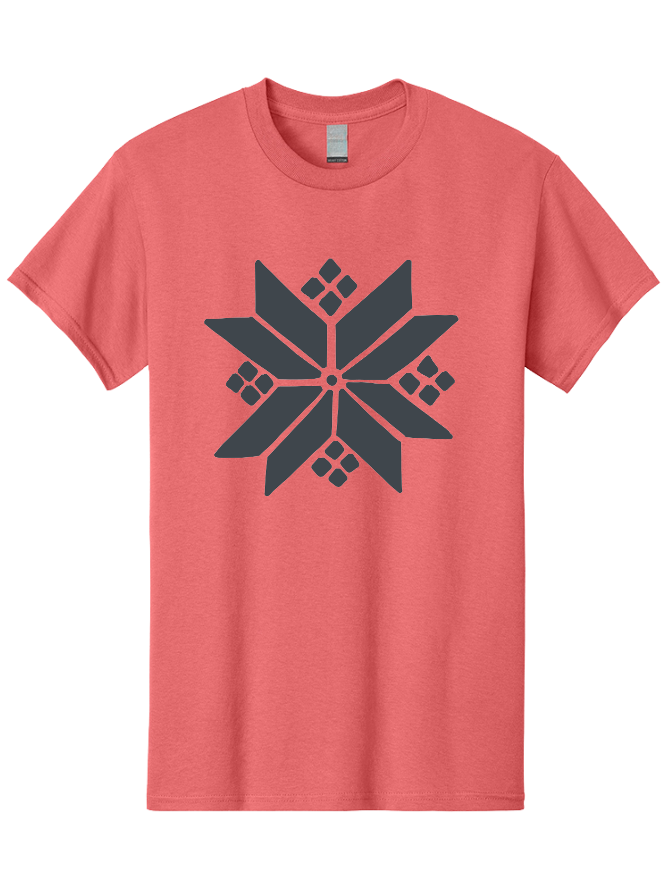 Geometric-Flower Men'S Graphic Tee, 100% Cotton, Comfortable Casual Summer Wear, Machine Washable, Grey Snowflake Design, Geometric Shapes, Symmetrical Pattern, Modern Art, Abstract Graphics, Minimalist Style, Frosty Motif Aab748