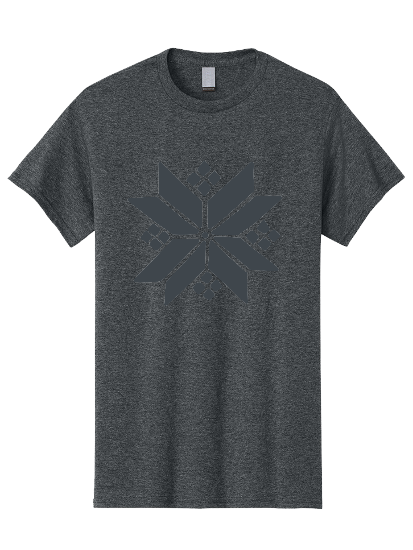 Geometric-Flower Men'S Graphic Tee, 100% Cotton, Comfortable Casual Summer Wear, Machine Washable, Grey Snowflake Design, Geometric Shapes, Symmetrical Pattern, Modern Art, Abstract Graphics, Minimalist Style, Frosty Motif Aab748