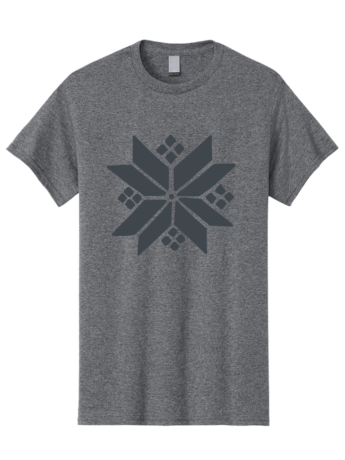 Geometric-Flower Men'S Graphic Tee, 100% Cotton, Comfortable Casual Summer Wear, Machine Washable, Grey Snowflake Design, Geometric Shapes, Symmetrical Pattern, Modern Art, Abstract Graphics, Minimalist Style, Frosty Motif Aab748