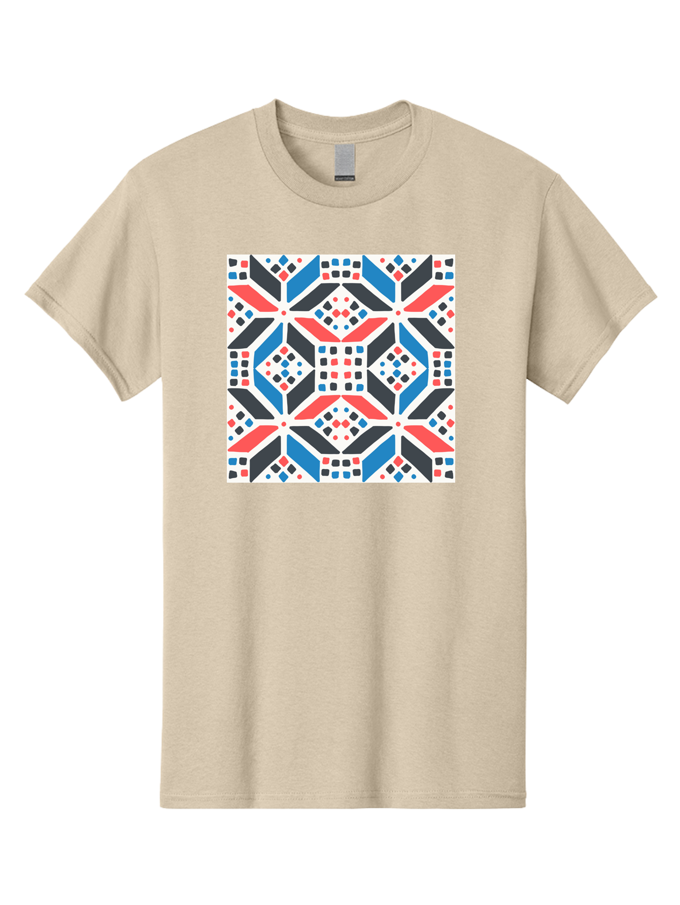 Geometric-Pattern-1 Men'S Graphic Tee, 100% Cotton, Comfortable Casual Summer Wear, Machine Washable, Geometric Pattern, Abstract Design, Colorful Shapes, Diamond Pattern, Bold Colors, Modern Art, Geometric Art, Symmetrical Design, Aab749