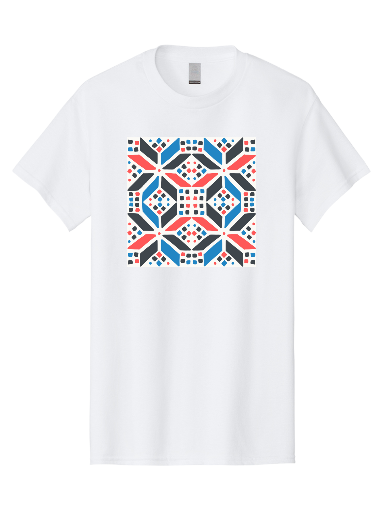 Geometric-Pattern-1 Men'S Graphic Tee, 100% Cotton, Comfortable Casual Summer Wear, Machine Washable, Geometric Pattern, Abstract Design, Colorful Shapes, Diamond Pattern, Bold Colors, Modern Art, Geometric Art, Symmetrical Design, Aab749
