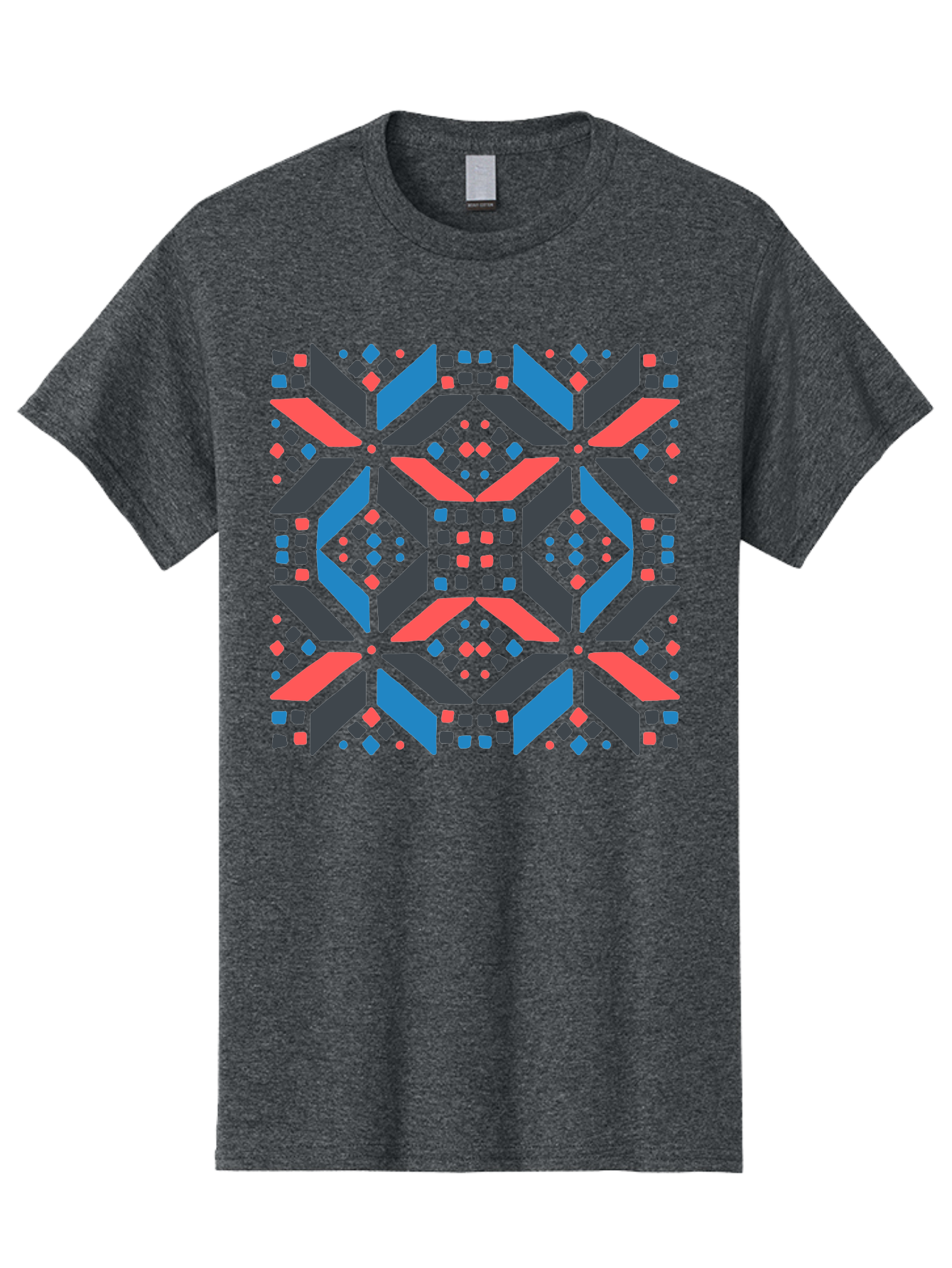 Geometric-Pattern-2 Men'S Graphic Tee, 100% Cotton, Comfortable Casual Summer Wear, Machine Washable, Geometric Shapes, Vibrant Geometric Pattern, Abstract Art, Colorful Design, Modern Aesthetic, Symmetrical Pattern, Bold Colors, Aab750