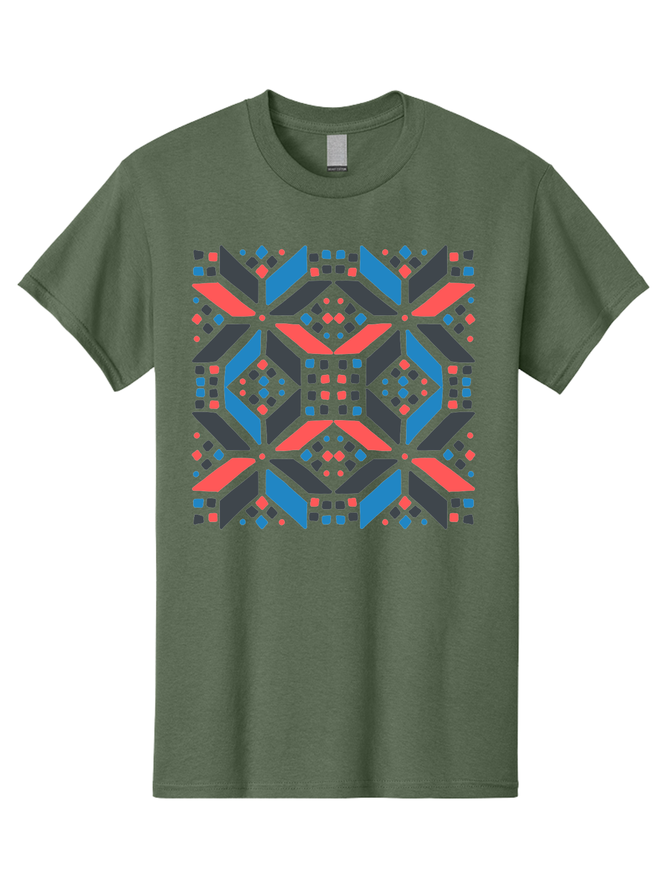 Geometric-Pattern-2 Men'S Graphic Tee, 100% Cotton, Comfortable Casual Summer Wear, Machine Washable, Geometric Shapes, Vibrant Geometric Pattern, Abstract Art, Colorful Design, Modern Aesthetic, Symmetrical Pattern, Bold Colors, Aab750