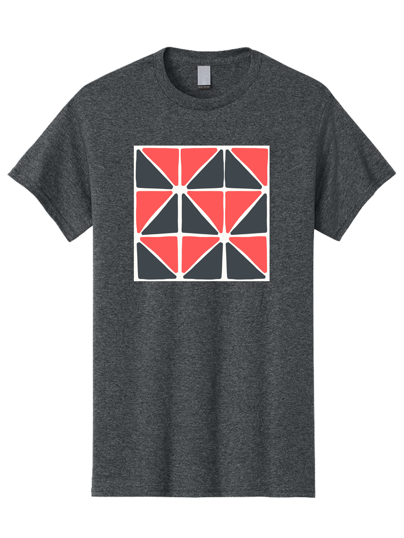 Geometric-Pattern-3 Men'S Graphic Tee, 100% Cotton, Comfortable Casual Summer Wear, Machine Washable, Geometric Pattern, Red And Black Triangles, Abstract Design, Symmetrical Shapes, Modern Art, Minimalist Style, Bold Colors, Aab751