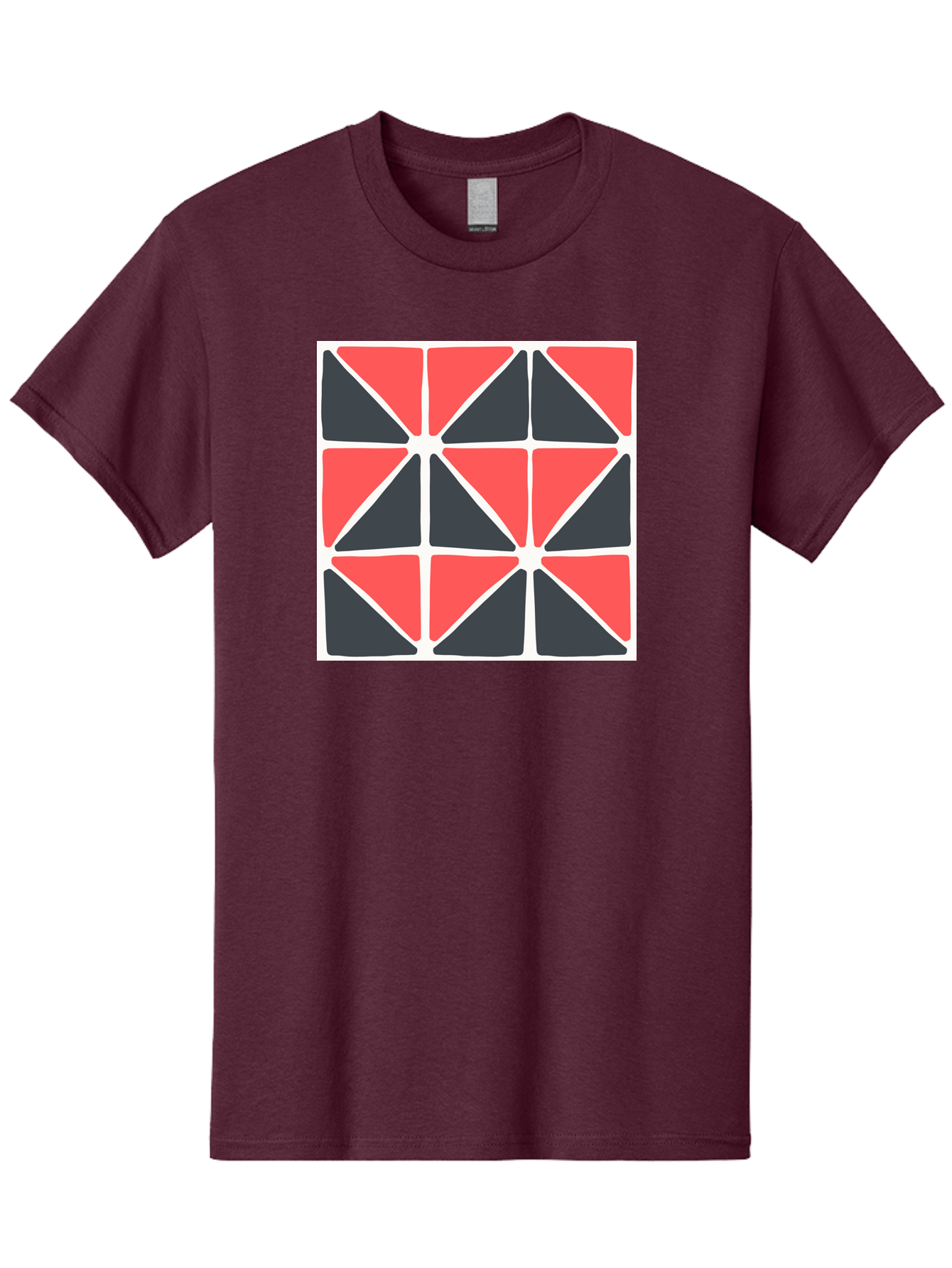 Geometric-Pattern-3 Men'S Graphic Tee, 100% Cotton, Comfortable Casual Summer Wear, Machine Washable, Geometric Pattern, Red And Black Triangles, Abstract Design, Symmetrical Shapes, Modern Art, Minimalist Style, Bold Colors, Aab751