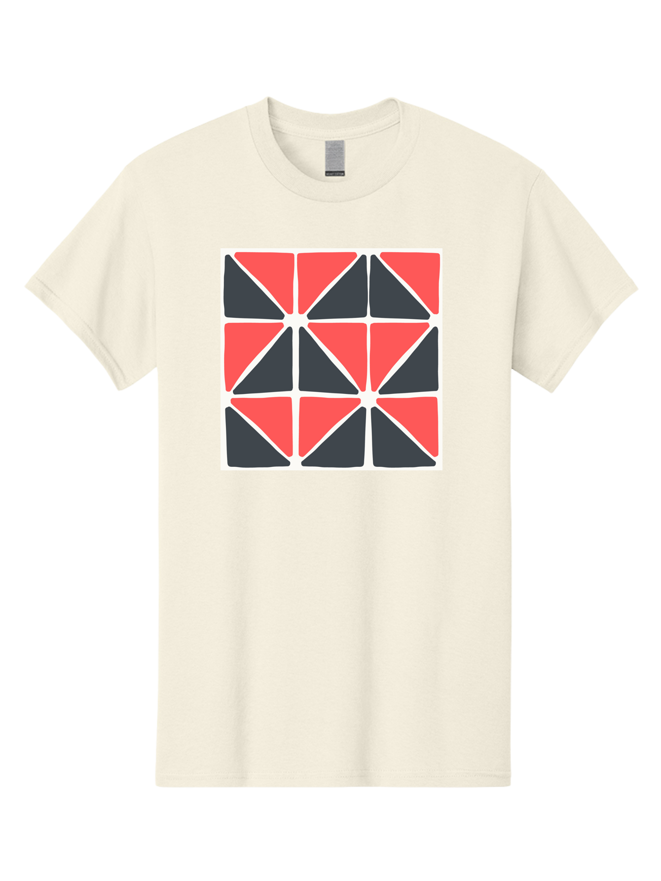Geometric-Pattern-3 Men'S Graphic Tee, 100% Cotton, Comfortable Casual Summer Wear, Machine Washable, Geometric Pattern, Red And Black Triangles, Abstract Design, Symmetrical Shapes, Modern Art, Minimalist Style, Bold Colors, Aab751