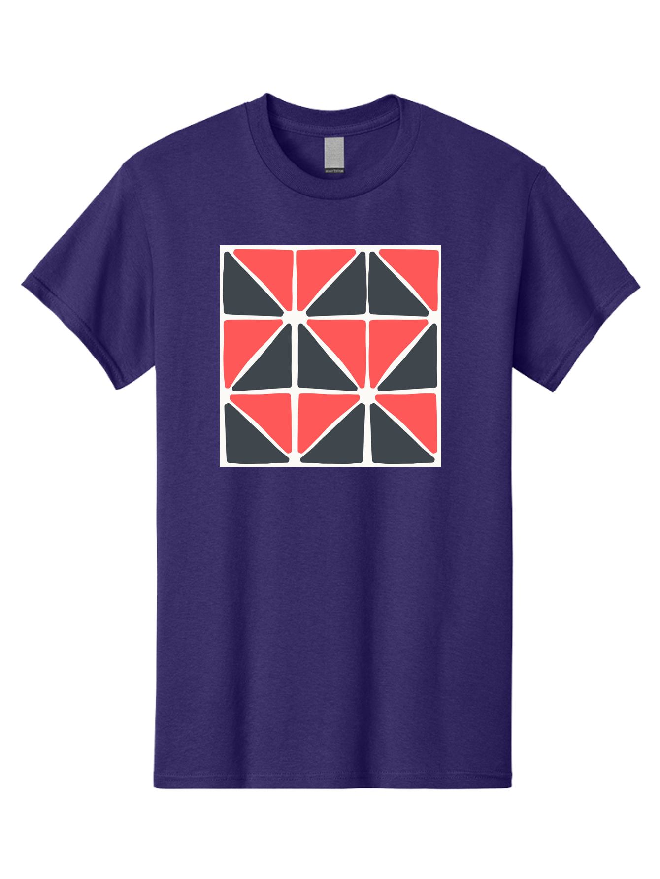 Geometric-Pattern-3 Men'S Graphic Tee, 100% Cotton, Comfortable Casual Summer Wear, Machine Washable, Geometric Pattern, Red And Black Triangles, Abstract Design, Symmetrical Shapes, Modern Art, Minimalist Style, Bold Colors, Aab751