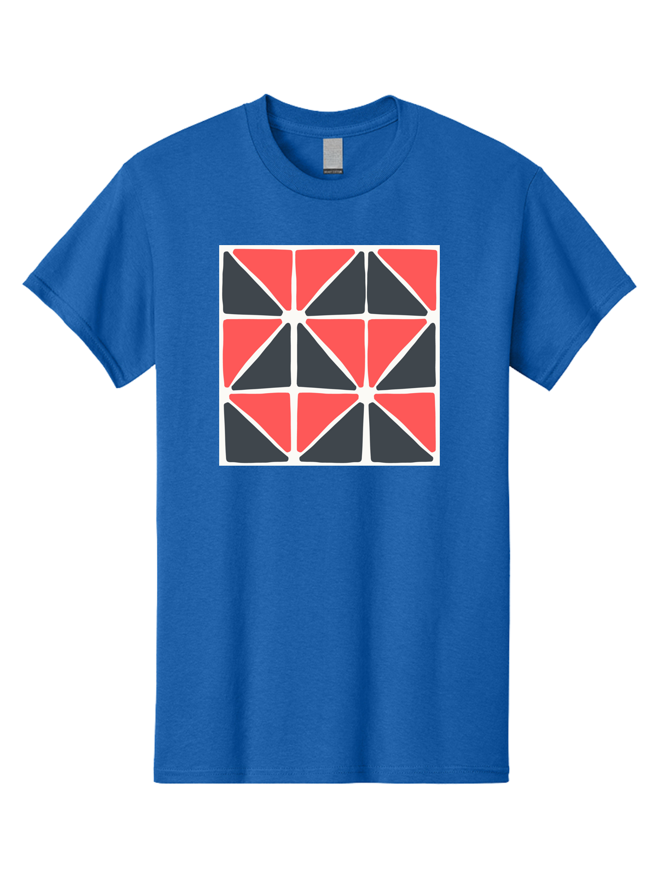 Geometric-Pattern-3 Men'S Graphic Tee, 100% Cotton, Comfortable Casual Summer Wear, Machine Washable, Geometric Pattern, Red And Black Triangles, Abstract Design, Symmetrical Shapes, Modern Art, Minimalist Style, Bold Colors, Aab751
