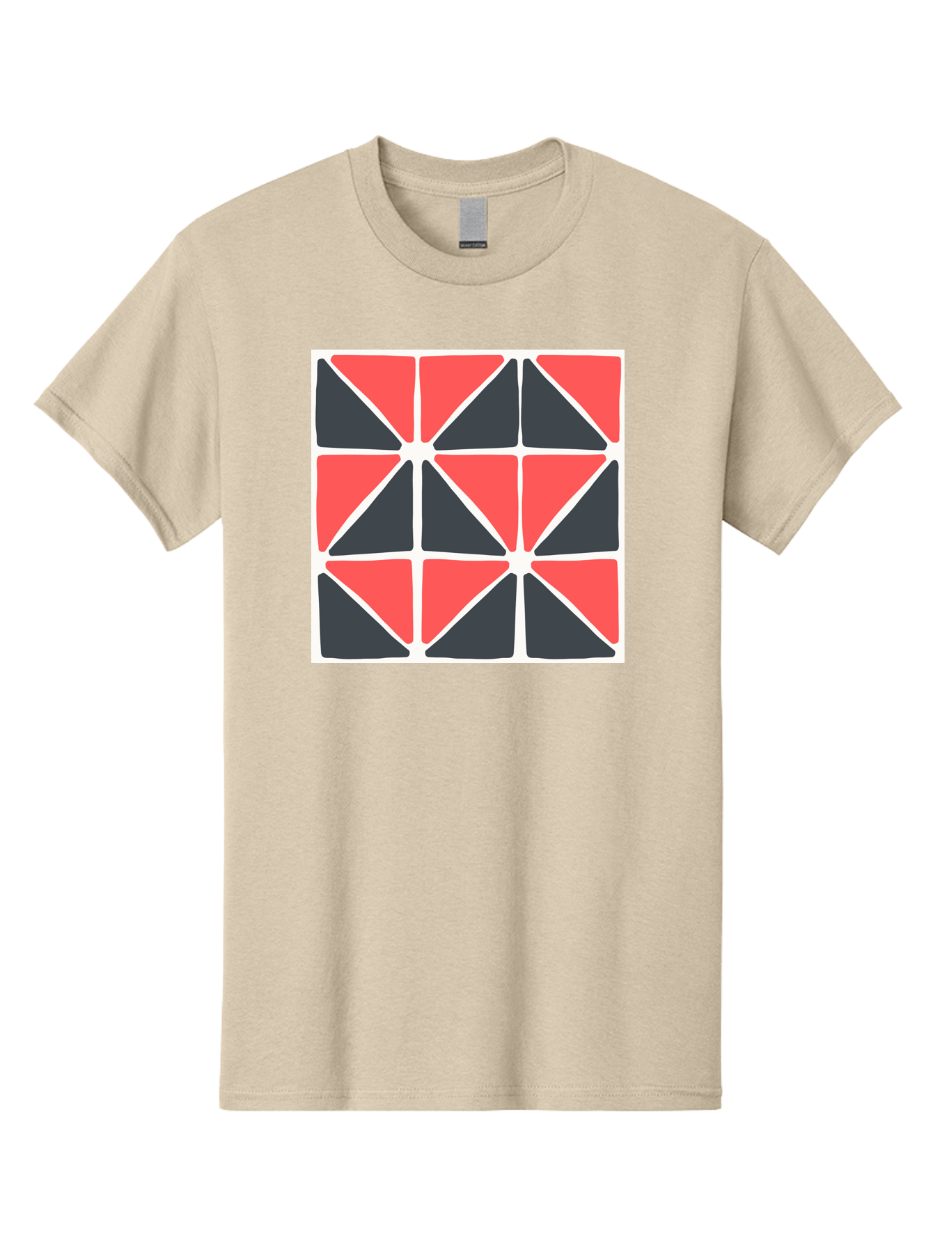 Geometric-Pattern-3 Men'S Graphic Tee, 100% Cotton, Comfortable Casual Summer Wear, Machine Washable, Geometric Pattern, Red And Black Triangles, Abstract Design, Symmetrical Shapes, Modern Art, Minimalist Style, Bold Colors, Aab751