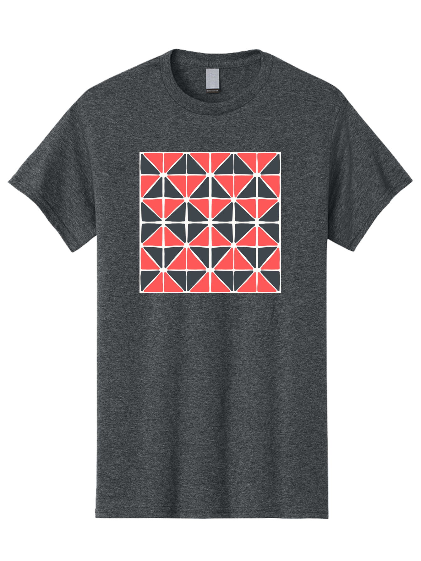 Geometric-Pattern Men'S Graphic Tee, 100% Cotton, Comfortable Casual Summer Wear, Machine Washable, Geometric Pattern, Red And Black Triangles, Abstract Design, Modern Art, Seamless Pattern, Graphic Design, Symmetrical Shapes, Aab752