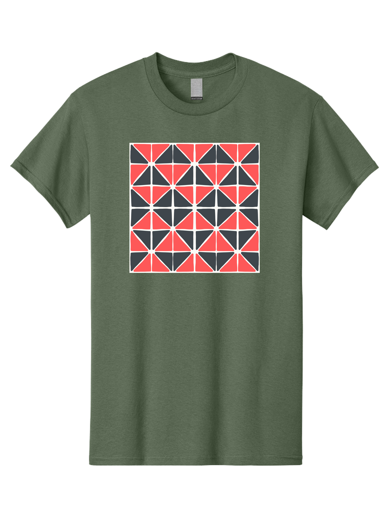 Geometric-Pattern Men'S Graphic Tee, 100% Cotton, Comfortable Casual Summer Wear, Machine Washable, Geometric Pattern, Red And Black Triangles, Abstract Design, Modern Art, Seamless Pattern, Graphic Design, Symmetrical Shapes, Aab752