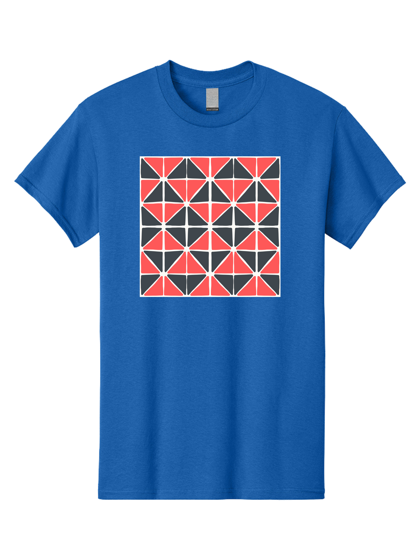 Geometric-Pattern Men'S Graphic Tee, 100% Cotton, Comfortable Casual Summer Wear, Machine Washable, Geometric Pattern, Red And Black Triangles, Abstract Design, Modern Art, Seamless Pattern, Graphic Design, Symmetrical Shapes, Aab752