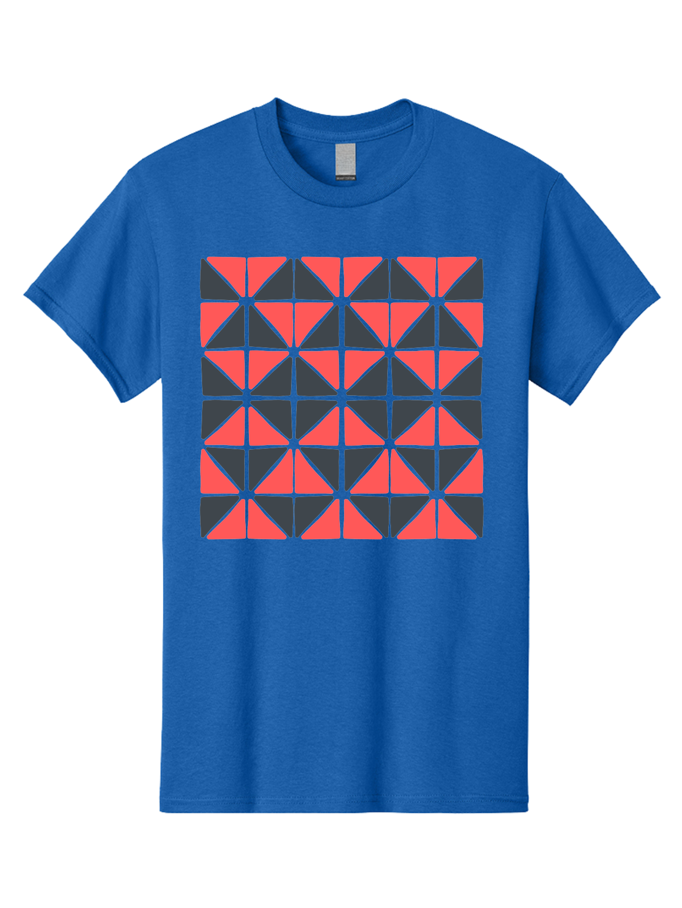 Geometric-Triangles Men'S Graphic Tee, 100% Cotton, Comfortable Casual Summer Wear, Machine Washable, Repeating Pattern Of Triangles, Geometric Shapes, Symmetrical Design, Black And Red Triangles, Abstract Art, Modern Graphic Design, Aab753