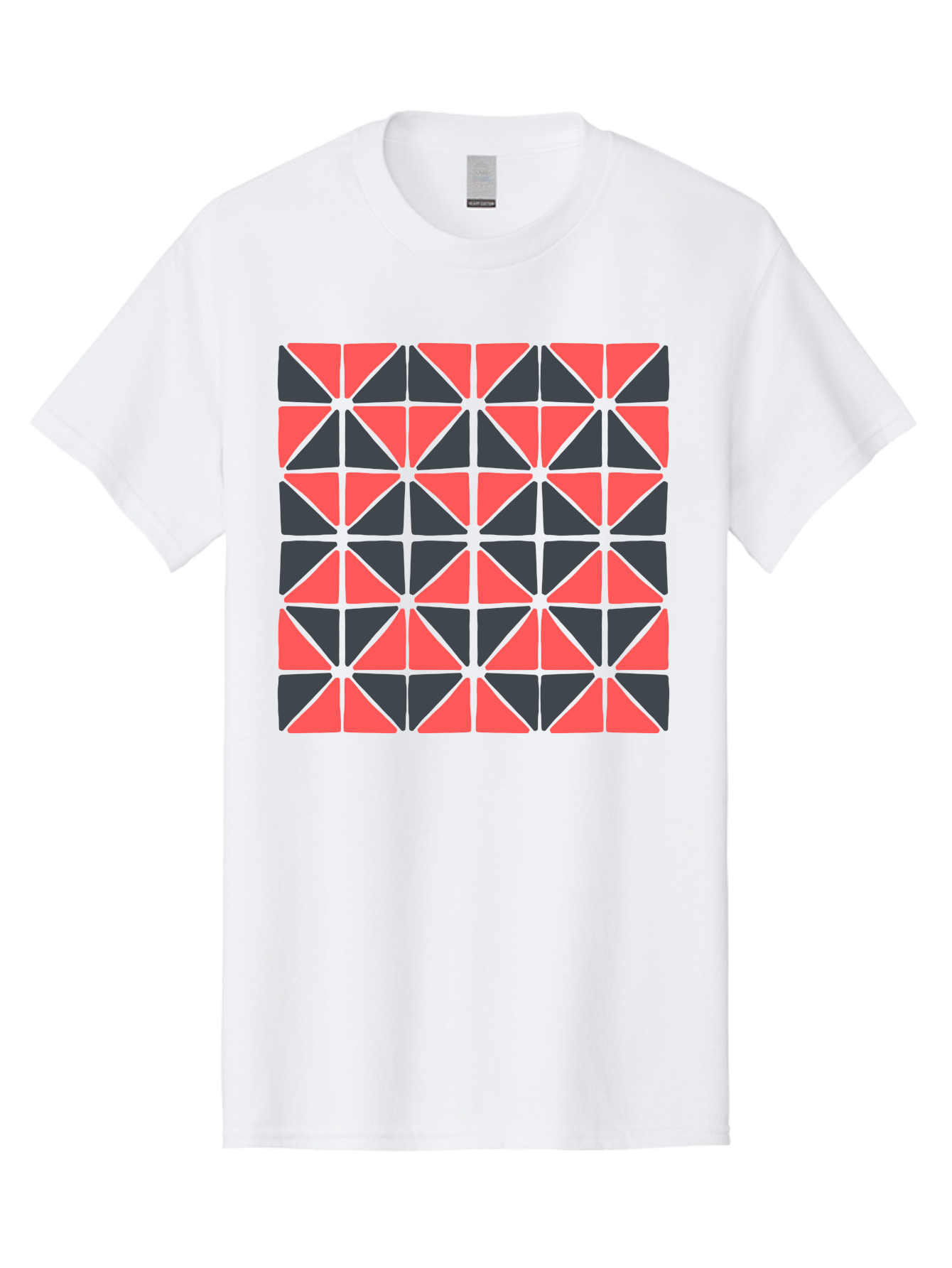 Geometric-Triangles Men'S Graphic Tee, 100% Cotton, Comfortable Casual Summer Wear, Machine Washable, Repeating Pattern Of Triangles, Geometric Shapes, Symmetrical Design, Black And Red Triangles, Abstract Art, Modern Graphic Design, Aab753