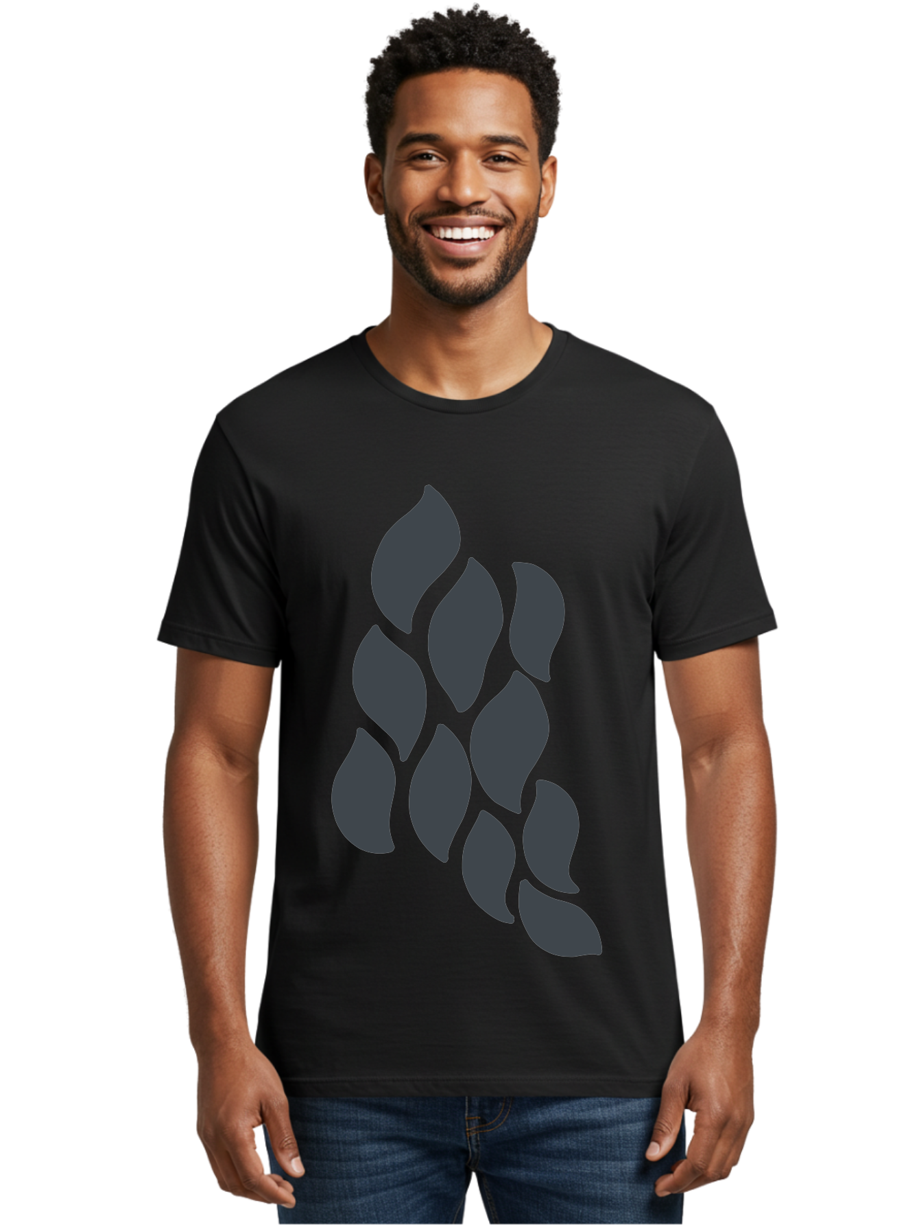 Hops Men'S Graphic Tee, 100% Cotton, Comfortable Casual Summer Wear, Machine Washable, Hop Plant, Beer Ingredient, Brewing Process, Dark Silhouette, Neon Green Background, Leaves, Craft Beer, Hop Flowers Aab756