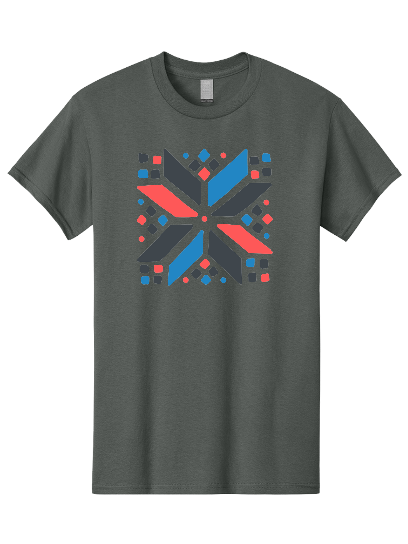 Kaleidoscope-Pattern-1 Men'S Graphic Tee, 100% Cotton, Comfortable Casual Summer Wear, Machine Washable, Symmetrical Shapes, Geometric Pattern, Abstract Design, Colorful Elements, Modern Art, Artistic Expression, Vibrant Colors, Bold Design, Aab757
