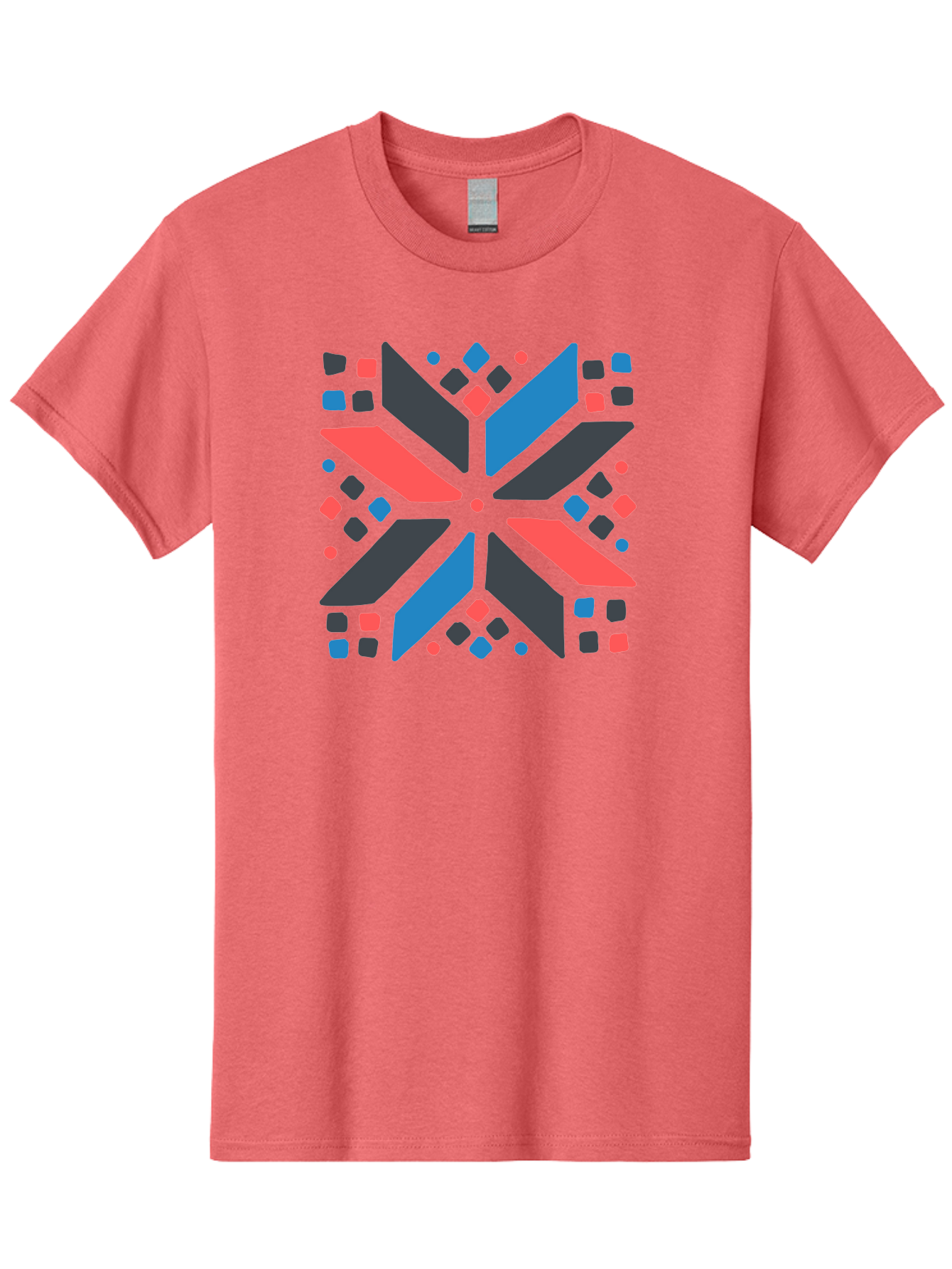 Kaleidoscope-Pattern-1 Men'S Graphic Tee, 100% Cotton, Comfortable Casual Summer Wear, Machine Washable, Symmetrical Shapes, Geometric Pattern, Abstract Design, Colorful Elements, Modern Art, Artistic Expression, Vibrant Colors, Bold Design, Aab757